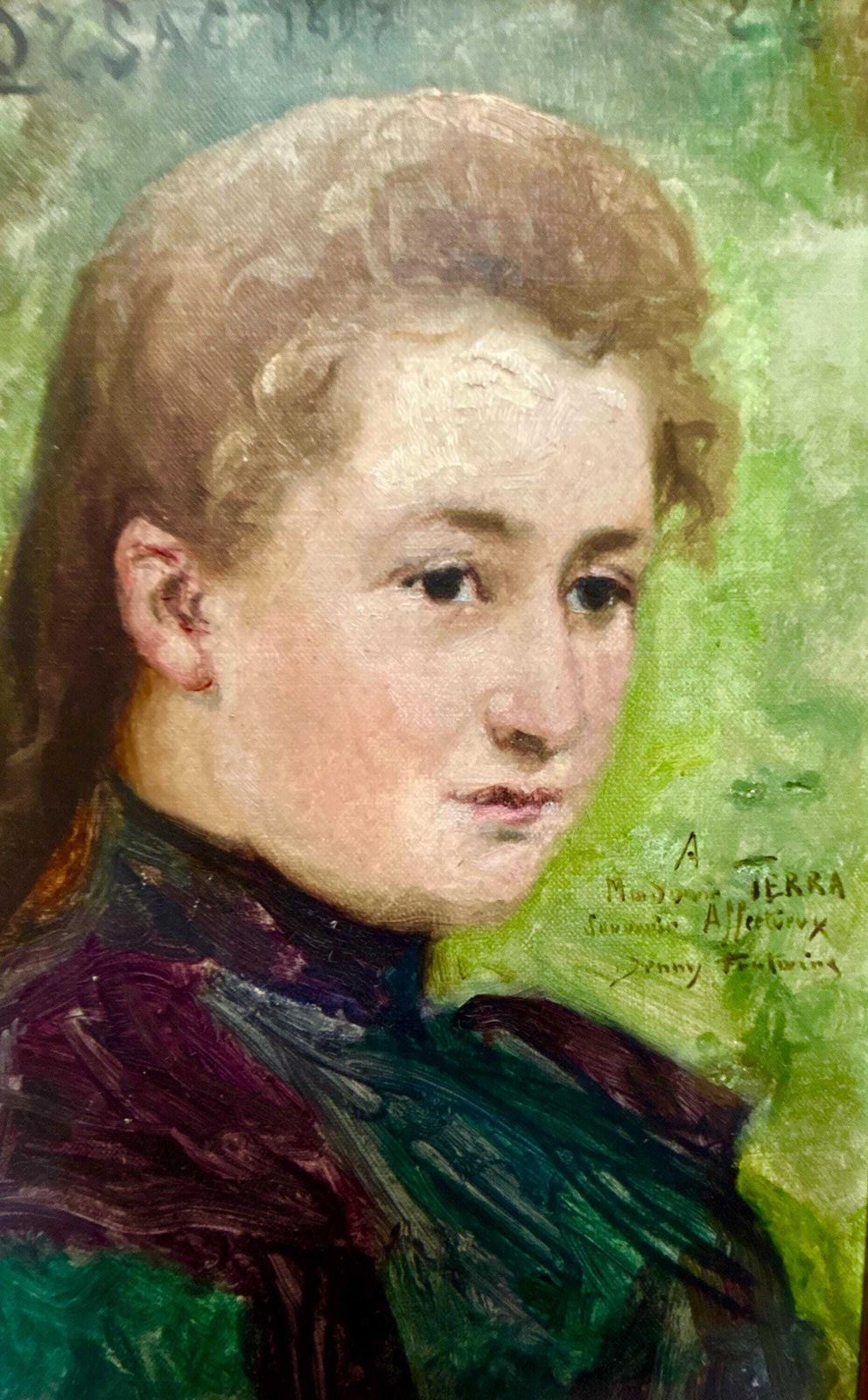 Frans schilderij ca. jaren 1890, Jenny Fontaine (1862 1938), olieverf op doek, vrouwenportret, portrettist, Parijse dame photo Kunst