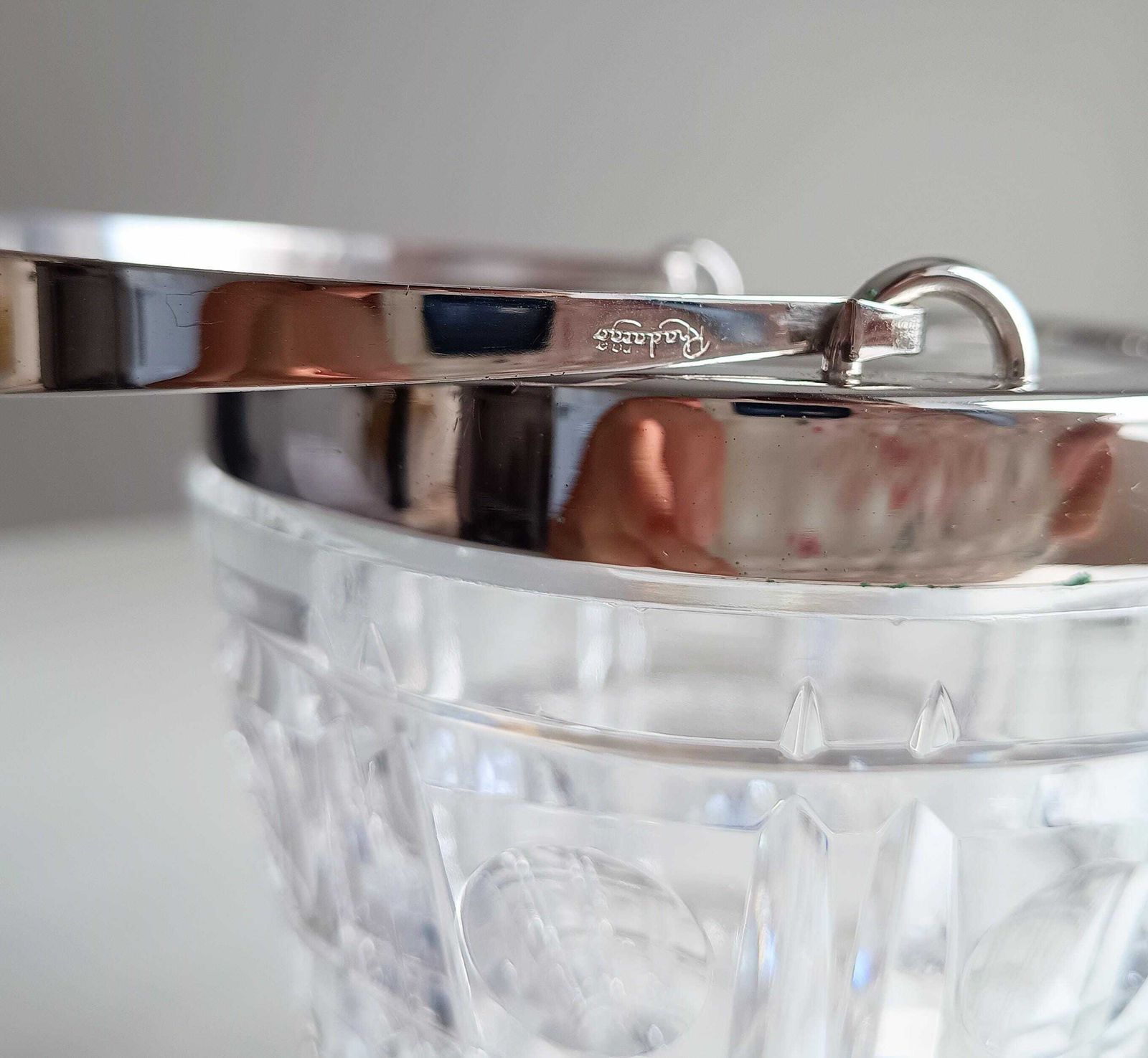 Mid Century Bistro IJsemmer, Jean Couzon Rhadango, Verzilverd, Blok en Lenssnede Kristal photo Woonaccessoires