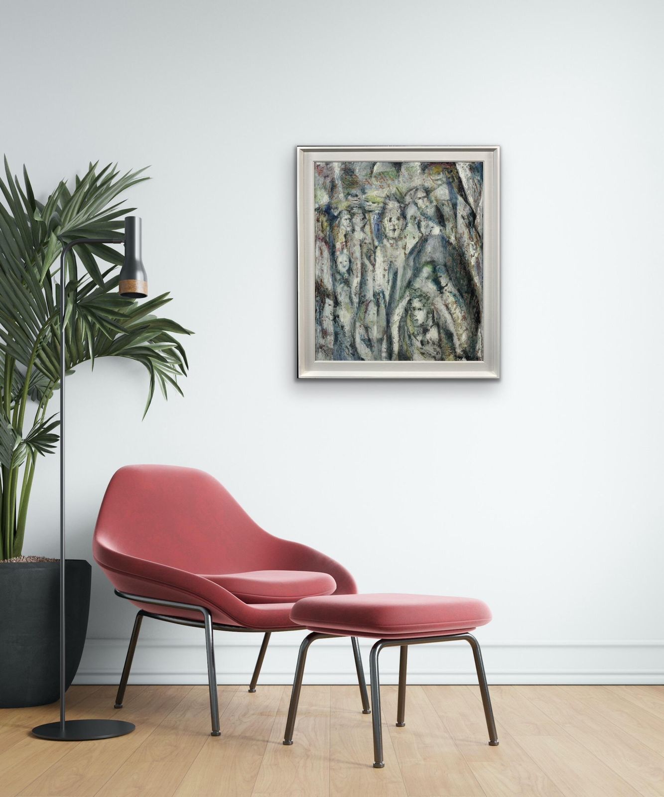 Art Meryl Watts 1910 To 1992. English. Framed 1960s Original Oil Painting. Eccentric & Bohemian. Modern Mid 20th Century Welsh. Painted In Porthmadog. photo