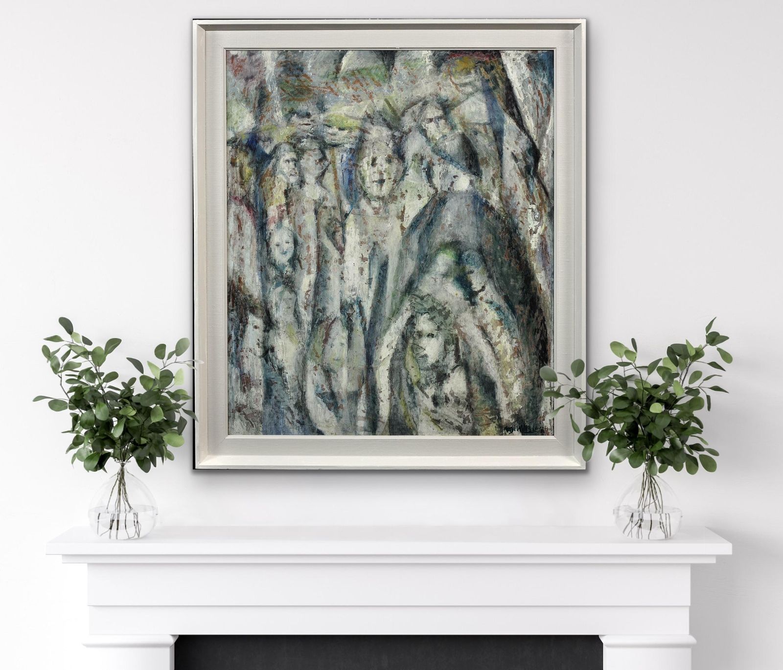 photo buy Meryl Watts 1910 To 1992. English. Framed 1960s Original Oil Painting. Eccentric & Bohemian. Modern Mid 20th Century Welsh. Painted In Porthmadog.