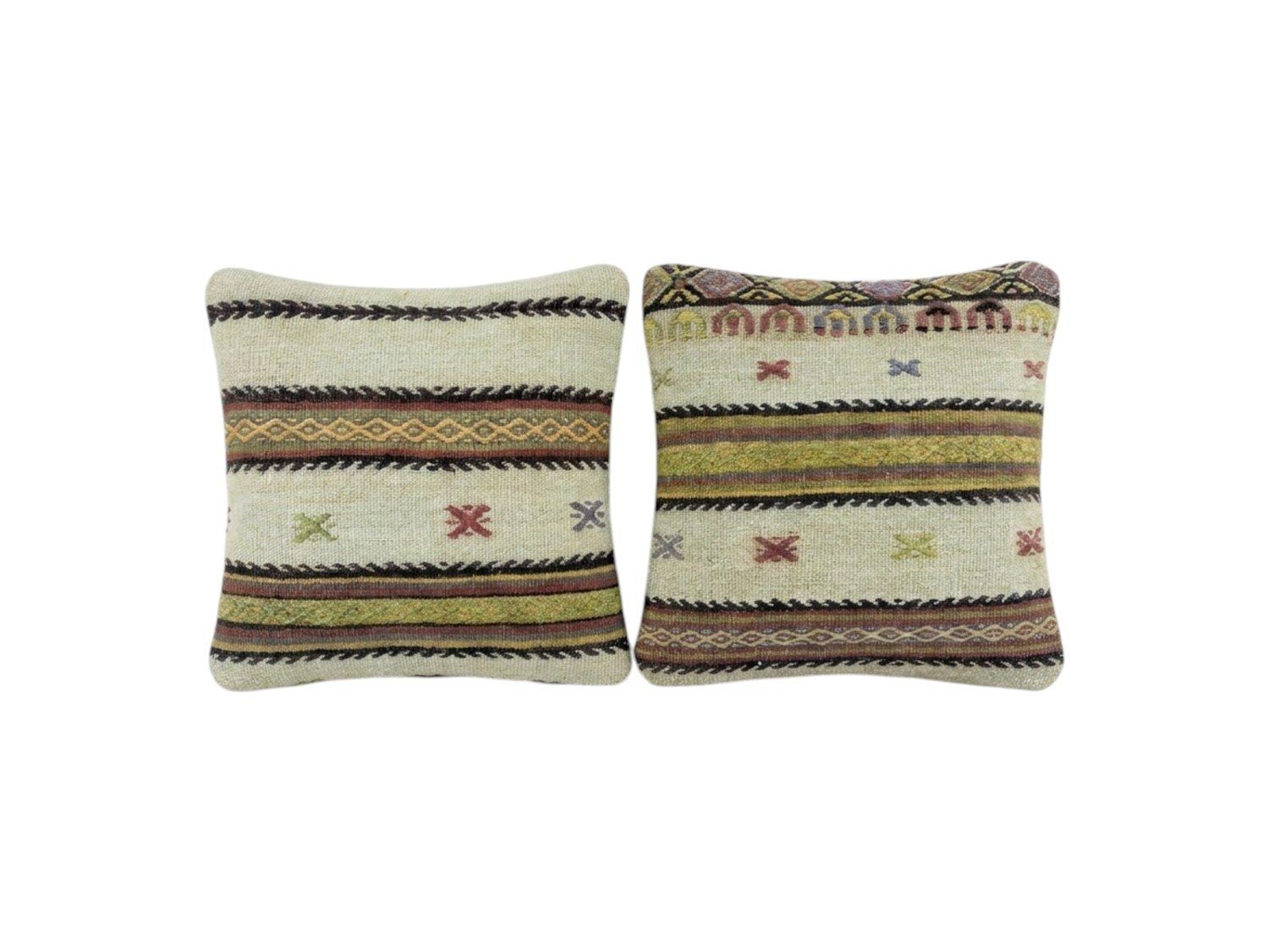 Turkische Kilim Kussenhoes 40 x 40 cm, Set van Twee