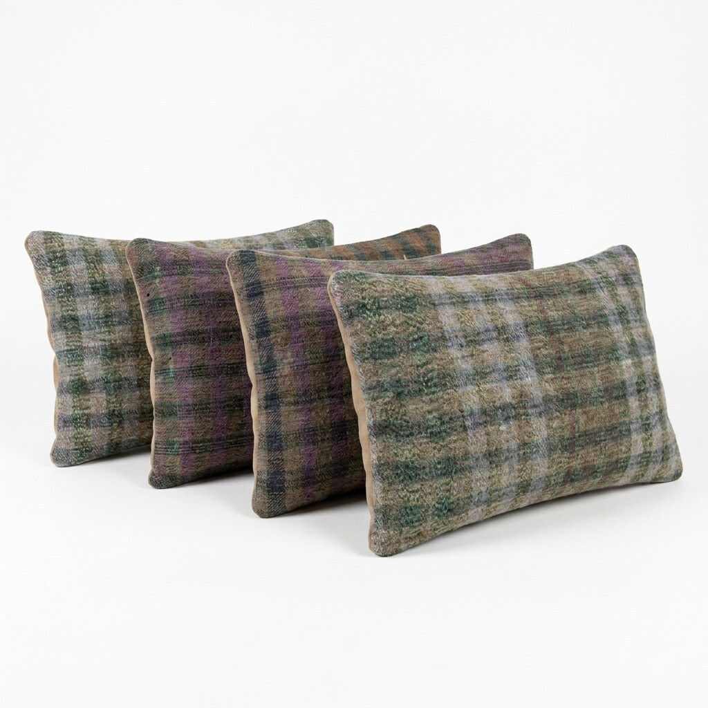 Housse de coussin lombaire kilim turc 40 x 60 cm, lot de quatre photo for sale