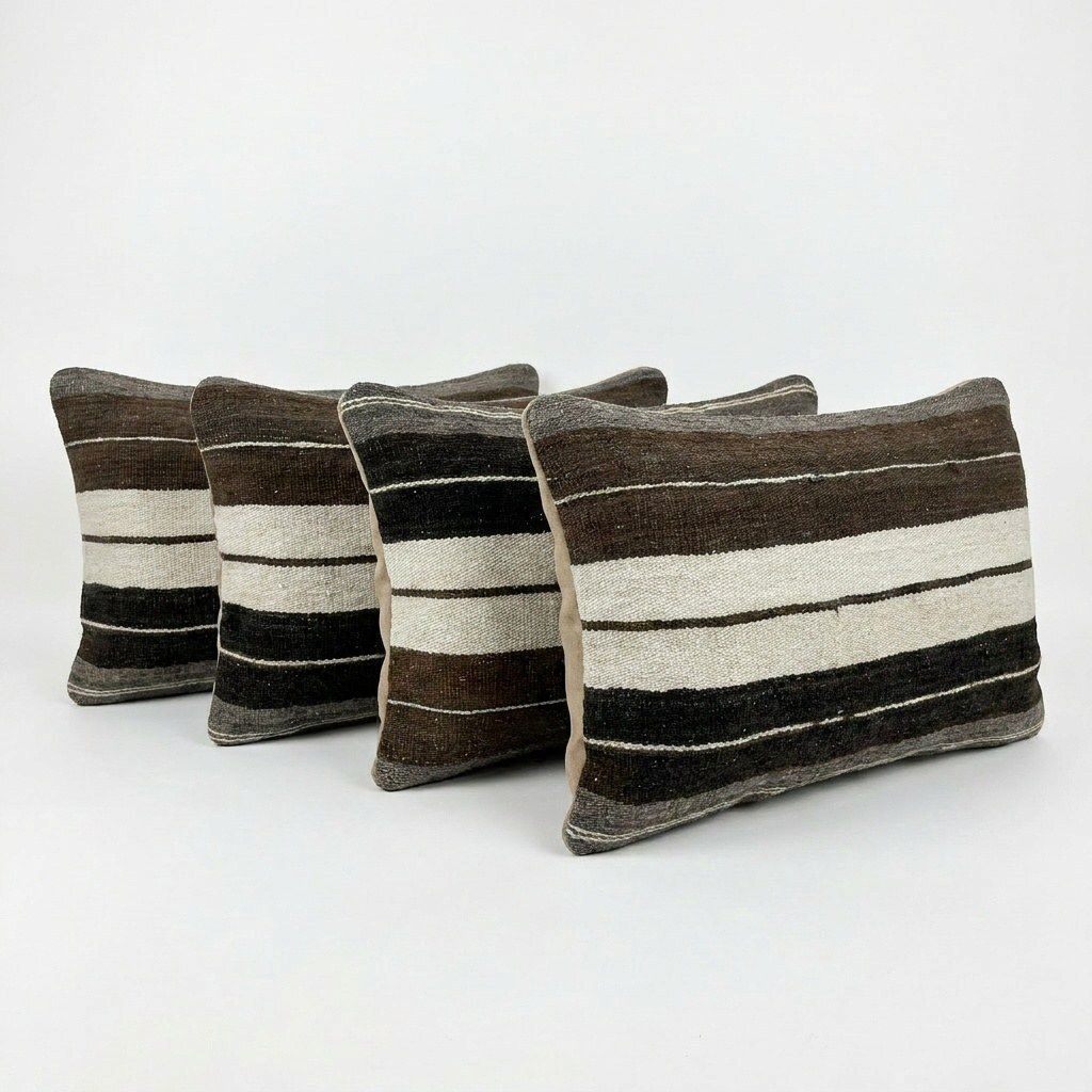 Turkische kilim lumbarkussenhoes 40 x 60 cm, set van vier photo for sale