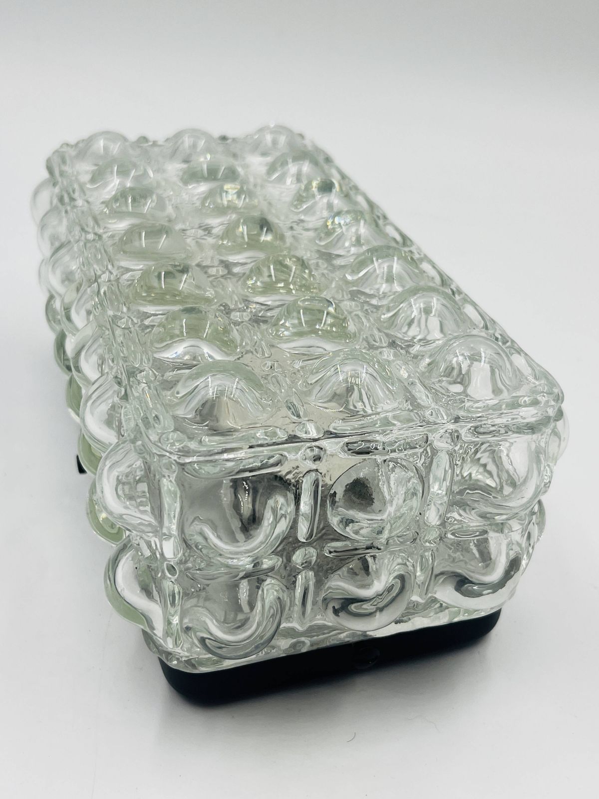 Rechthoekige plafondlamp met bolle glazen kap, Helena Tynell, jaren 70 stijl photo 124.0