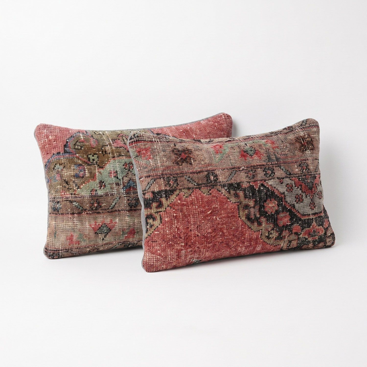 Housse de coussin lombaire en tapis anatolien, 40 x 60 cm, lot de deux photo for sale