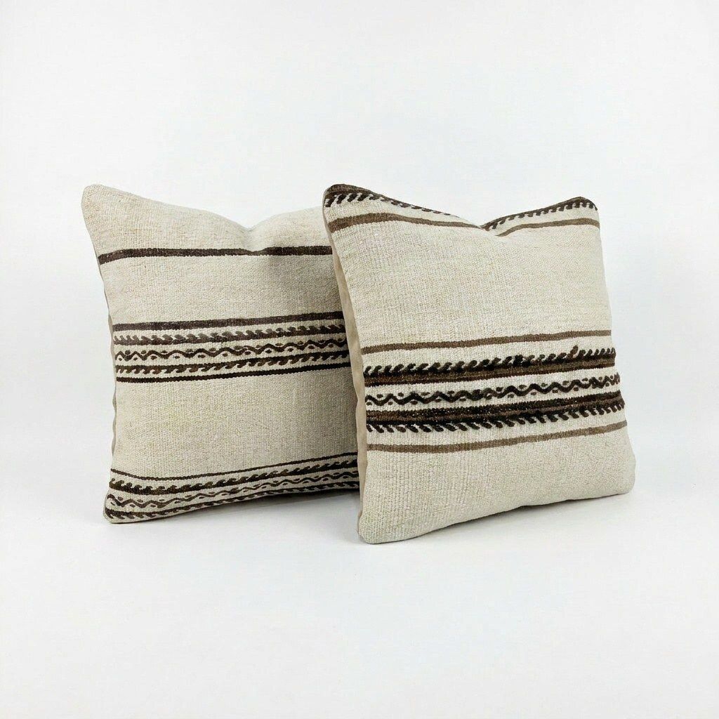 Turkish Kilim Pillow Cover 48 X 49 Cm   Set Of Two photo for sale