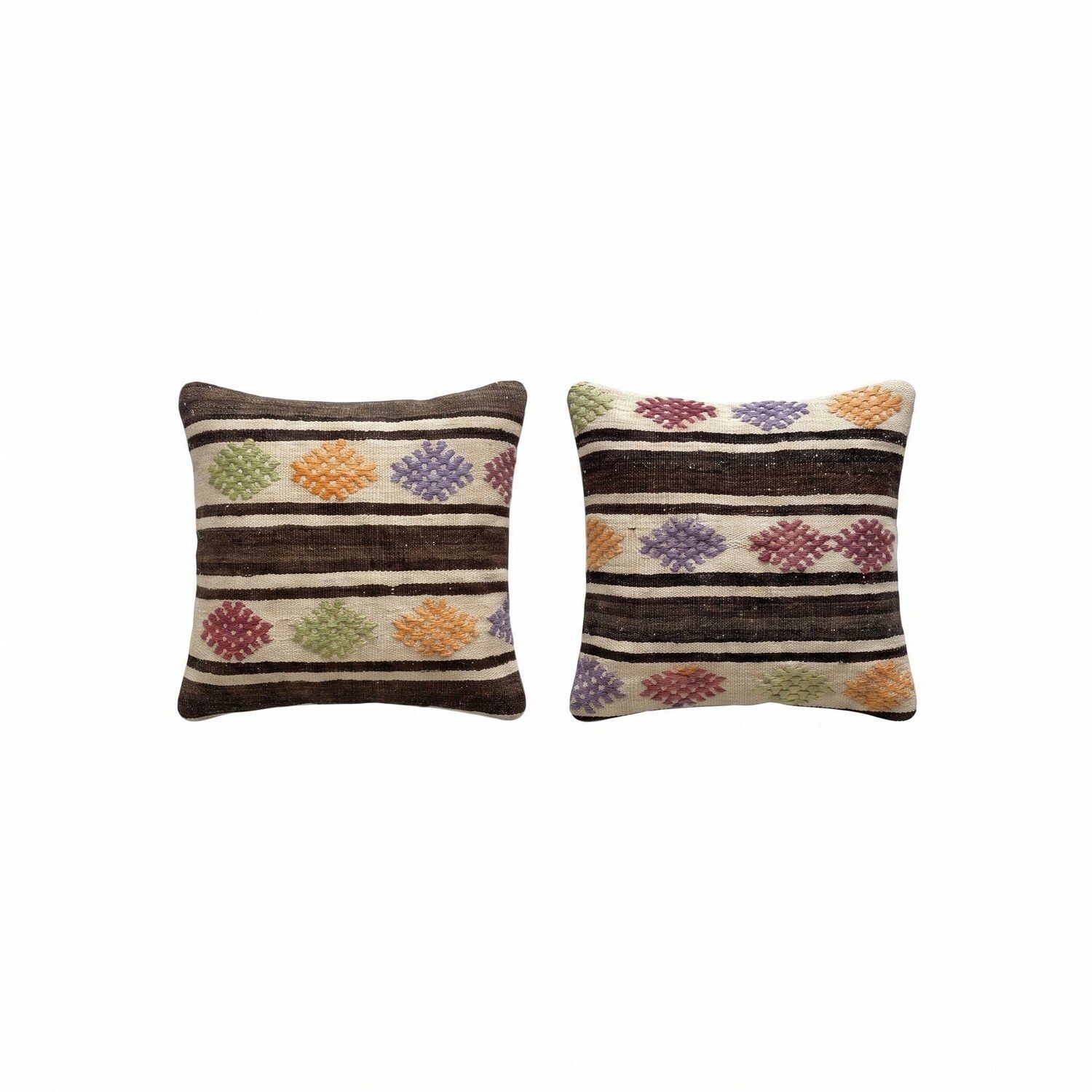 Housse de coussin kilim Oushak anatolien 49 x 50 cm, lot de deux