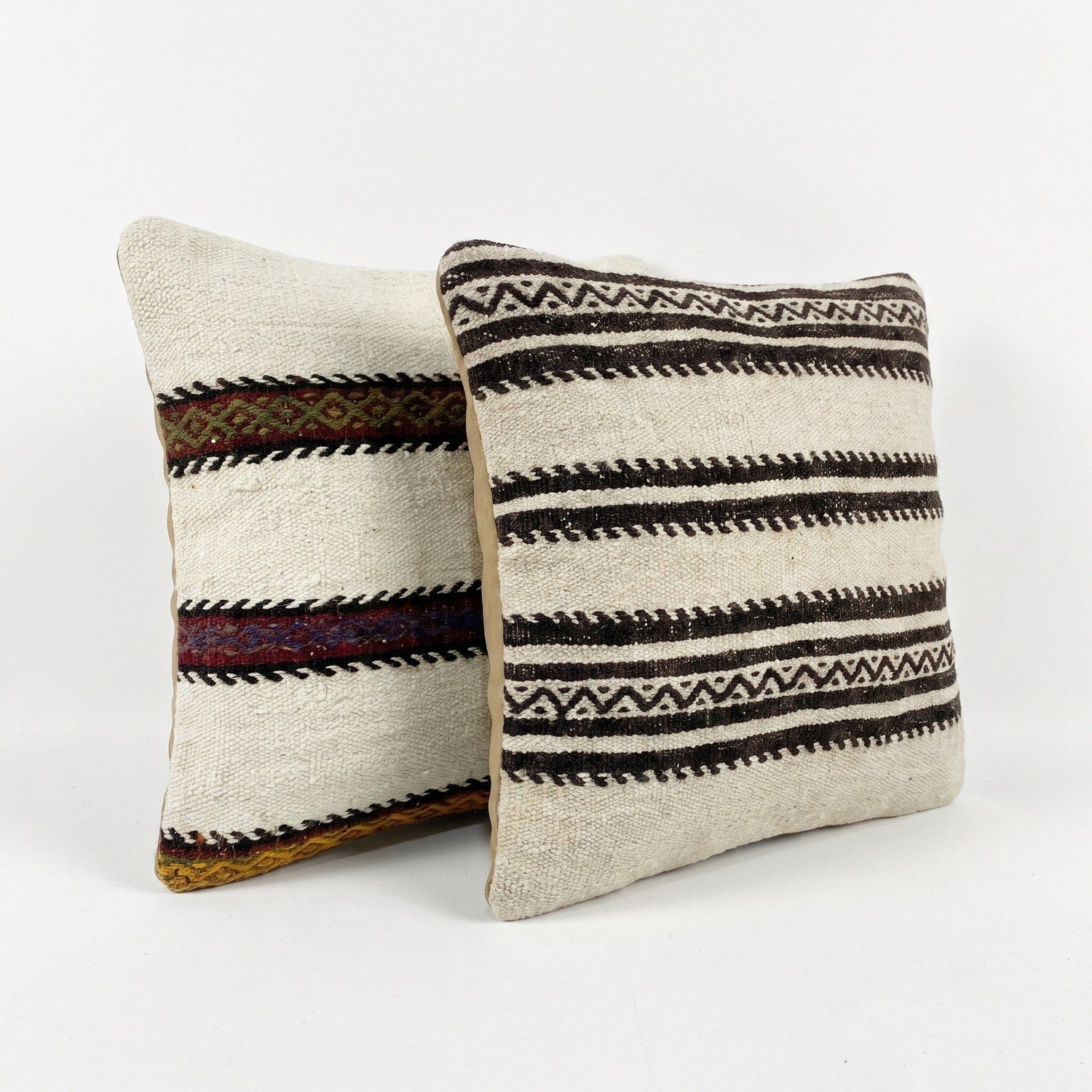 Housse de coussin kilim turc 50 x 50 cm, lot de deux photo for sale