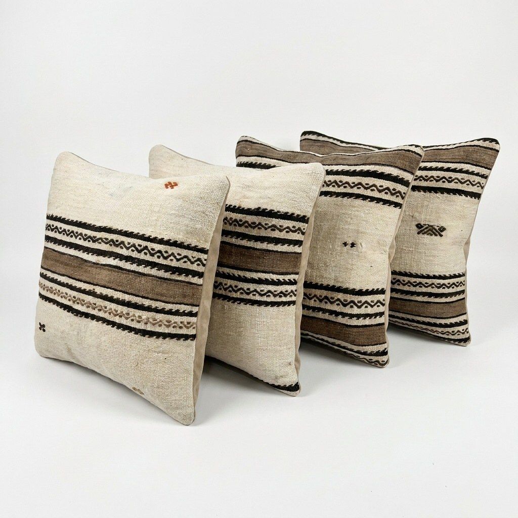 Turkische kilim kussenhoes 59 x 59 cm, set van vier photo furniture