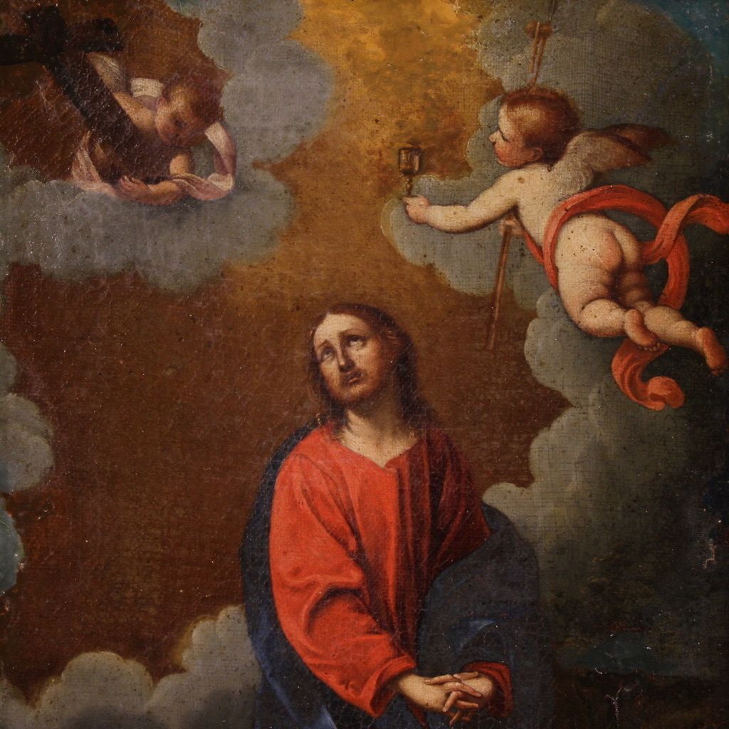 Antiek Italiaans schilderij – Christus met engelen, 17e eeuw photo for sale