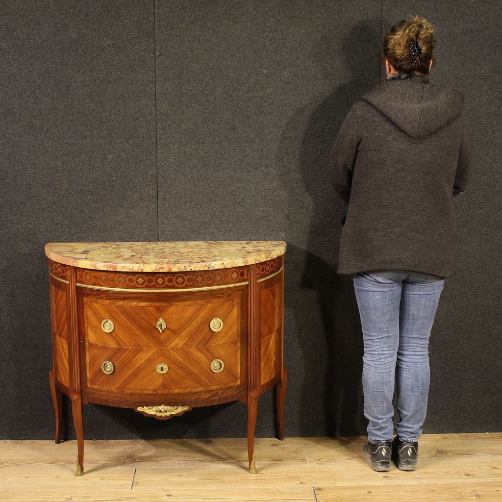 20th Century French Louis XVI Style Half Moon Commode photo furniture