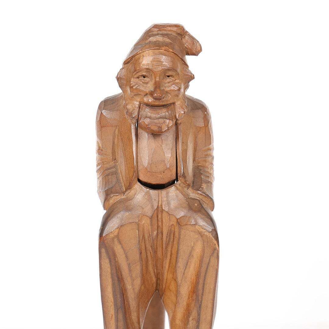 Antique Wooden Nutcracker Figure European Black Forest Hand Carved Lux Folk Art photo Home Decor