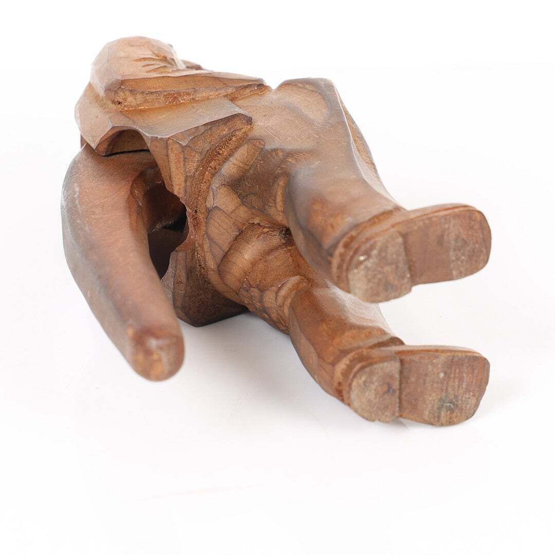 Antique Wooden Nutcracker Figure European Black Forest Hand Carved Lux Folk Art photo buy