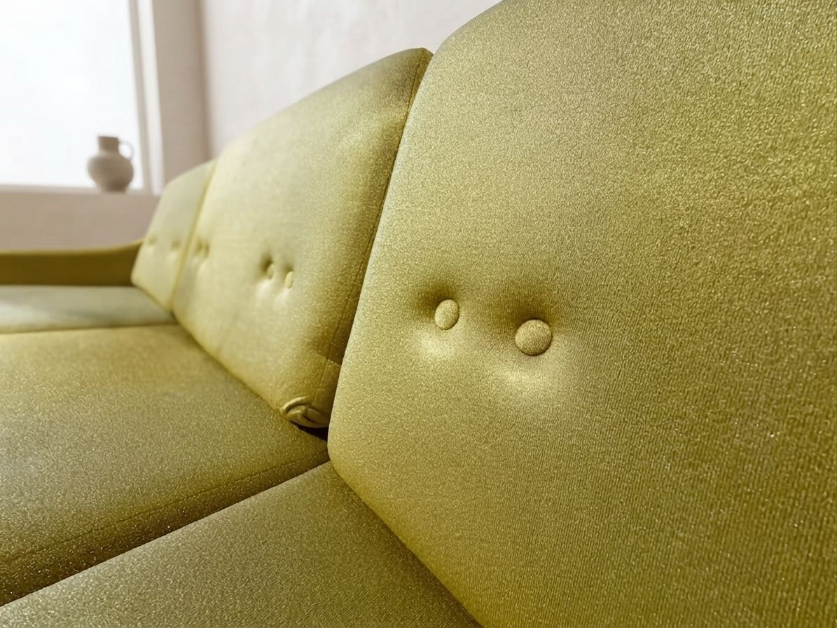 Mid-Century Opvouwbare Slaapbank, Mosterd/Olijf Bekleding 3-zitter, Tsjechoslowakije, 208 × 100 × 65 cm photo Meubels