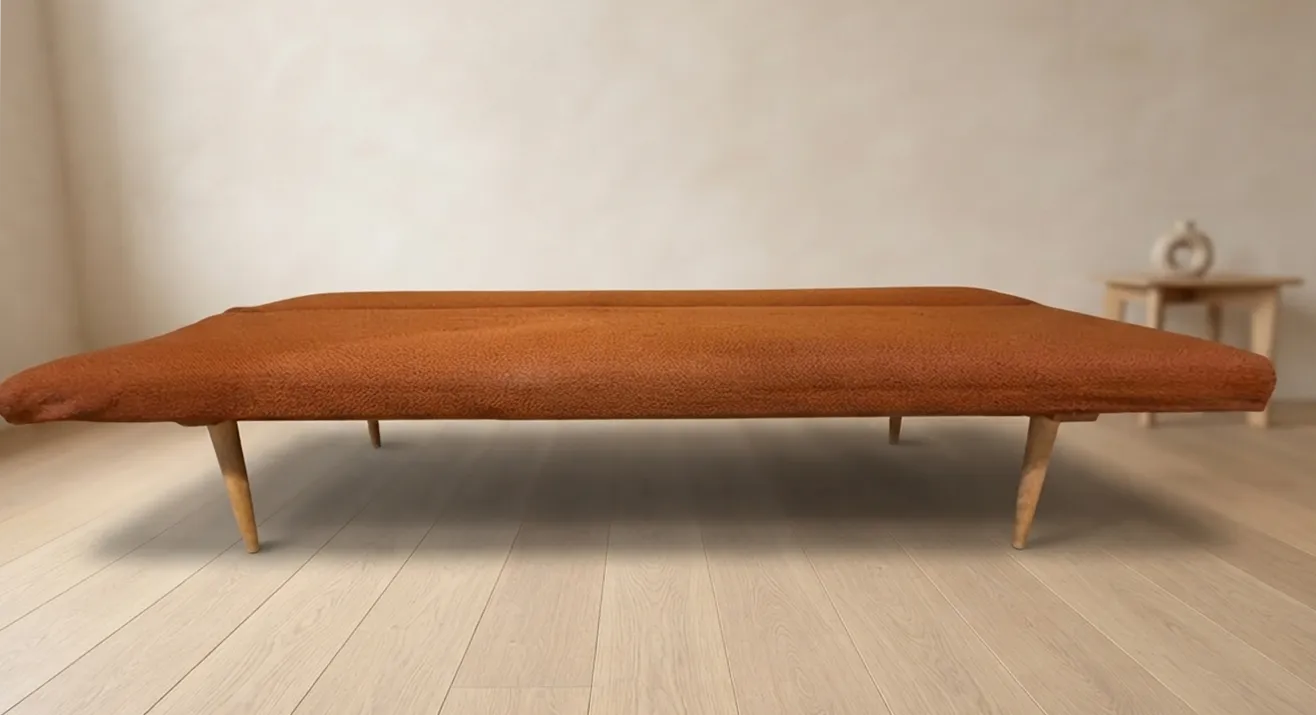 Furniture Mid Century Folding Daybed By Miroslav Navrátil, Orange Upholstery, 1960s, Czechoslovakia, 186 × 60 × 72 Cm photo