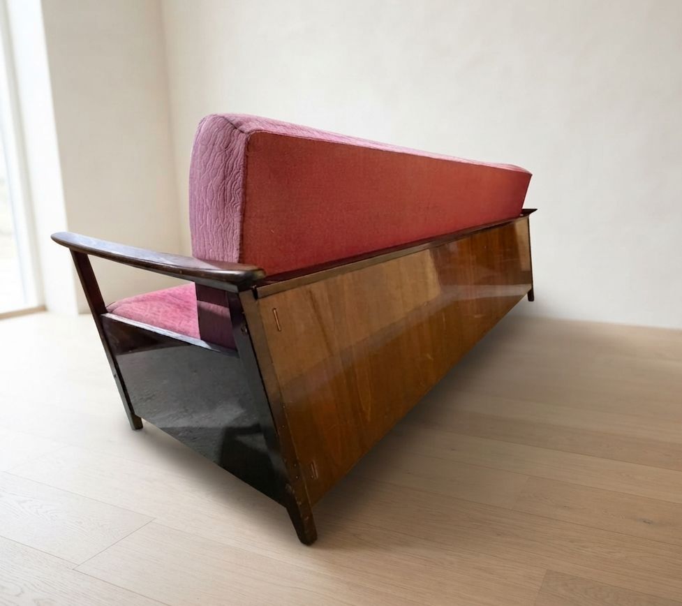 Burgundy Folding Sofa Bed By Edmund Homa, Mid Century Modern, 1960s, Czechoslovakia, 200 × 88 × 80 Cm photo 746.0
