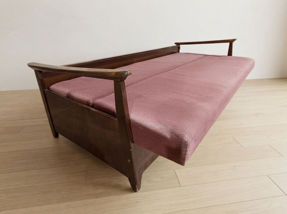 photo furniture Burgundy Folding Sofa Bed By Edmund Homa, Mid Century Modern, 1960s, Czechoslovakia, 200 × 88 × 80 Cm