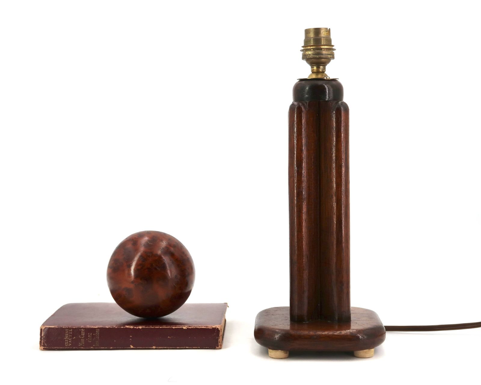Lampe Art déco en bois sombre, années 1910 photo Luminaires