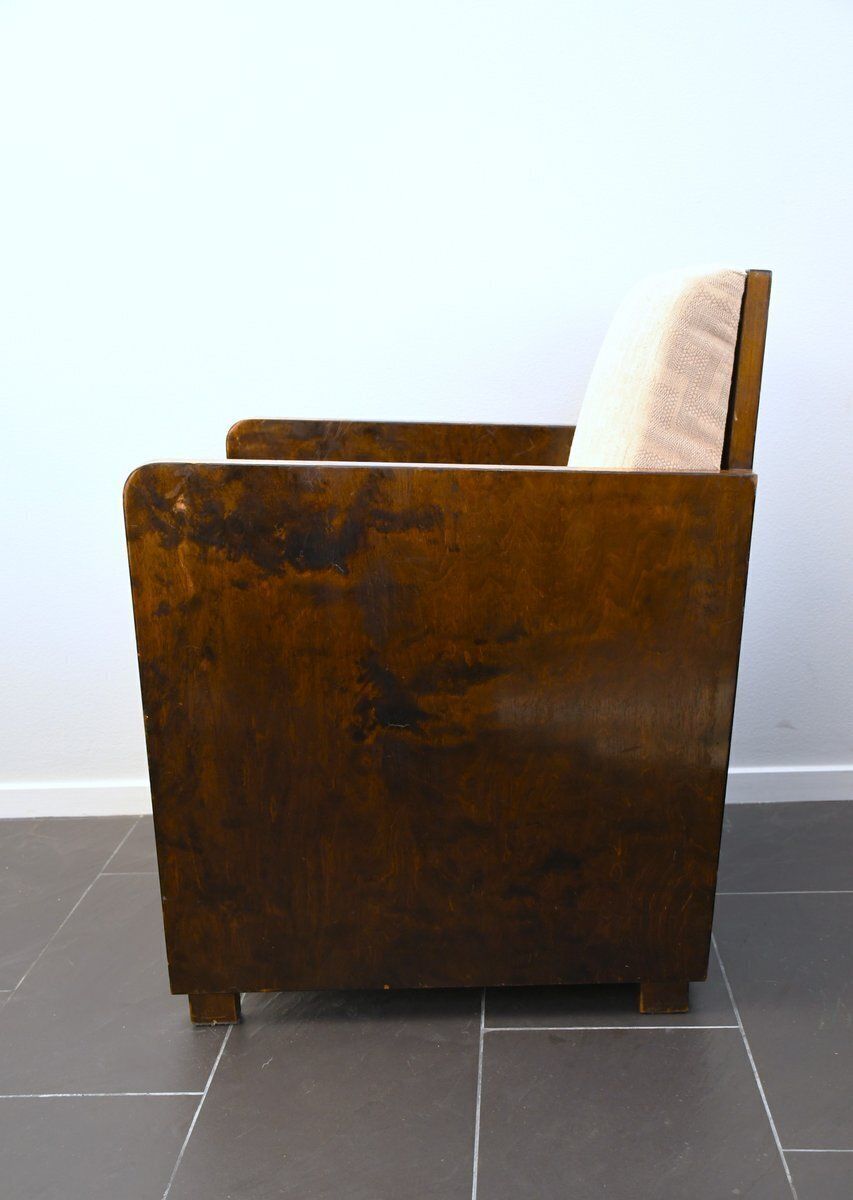 Swedish Grace fauteuils in gevlamd berkenhout, toegeschreven aan Axel Larsson voor Bodafors, eind jaren 1920, set van 2 photo vinterior