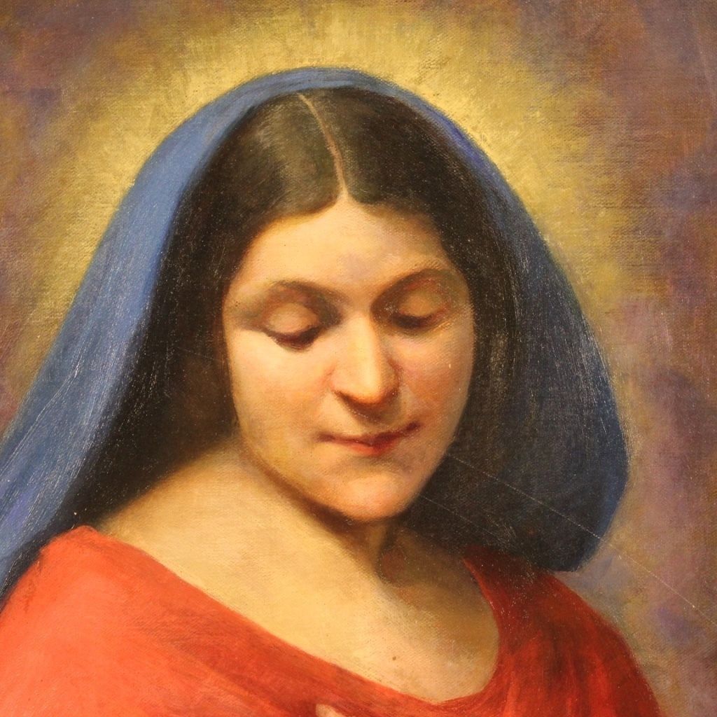 Italian Painting Madonna Dated 1929 photo vinterior