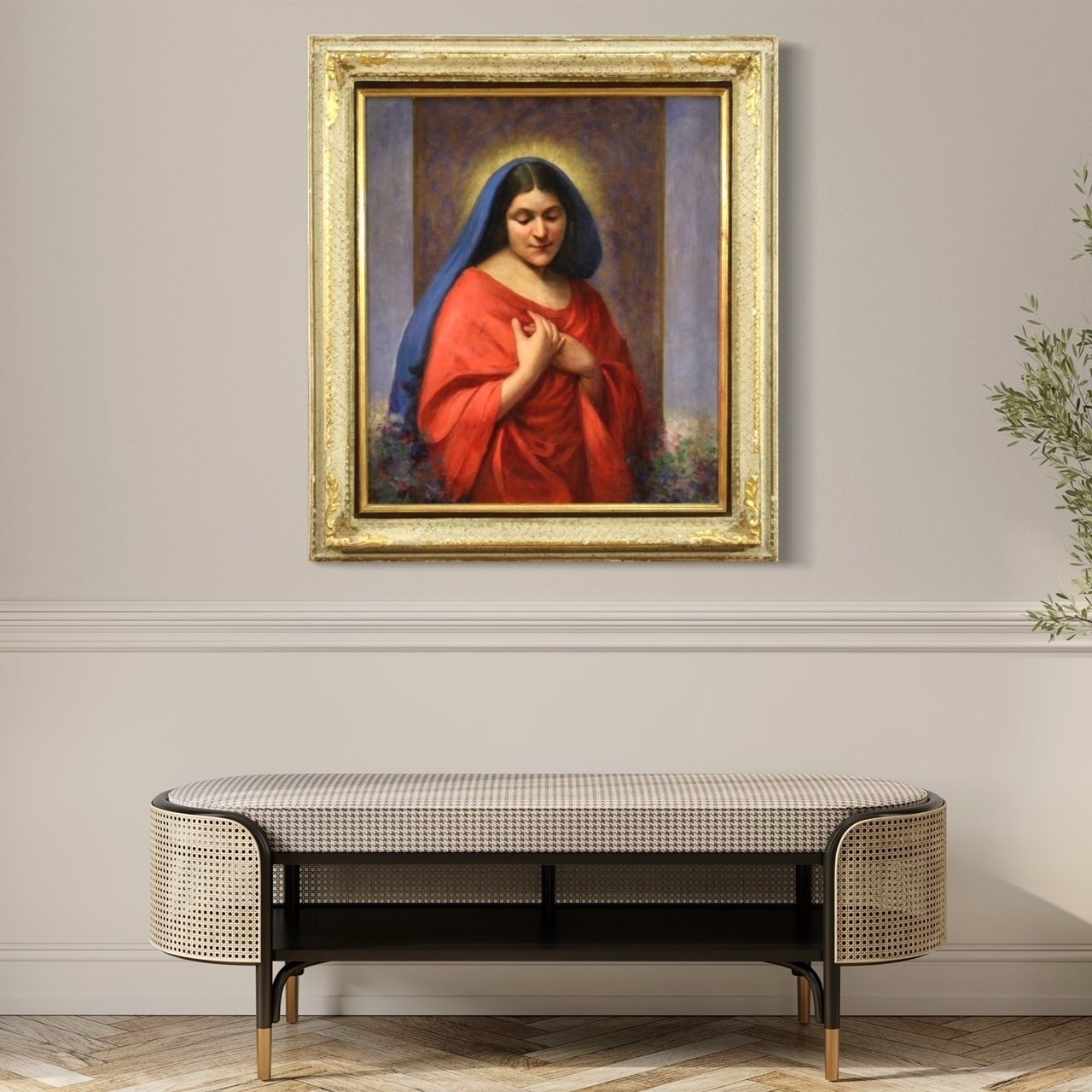 Peinture italienne, Madone, datée 1929