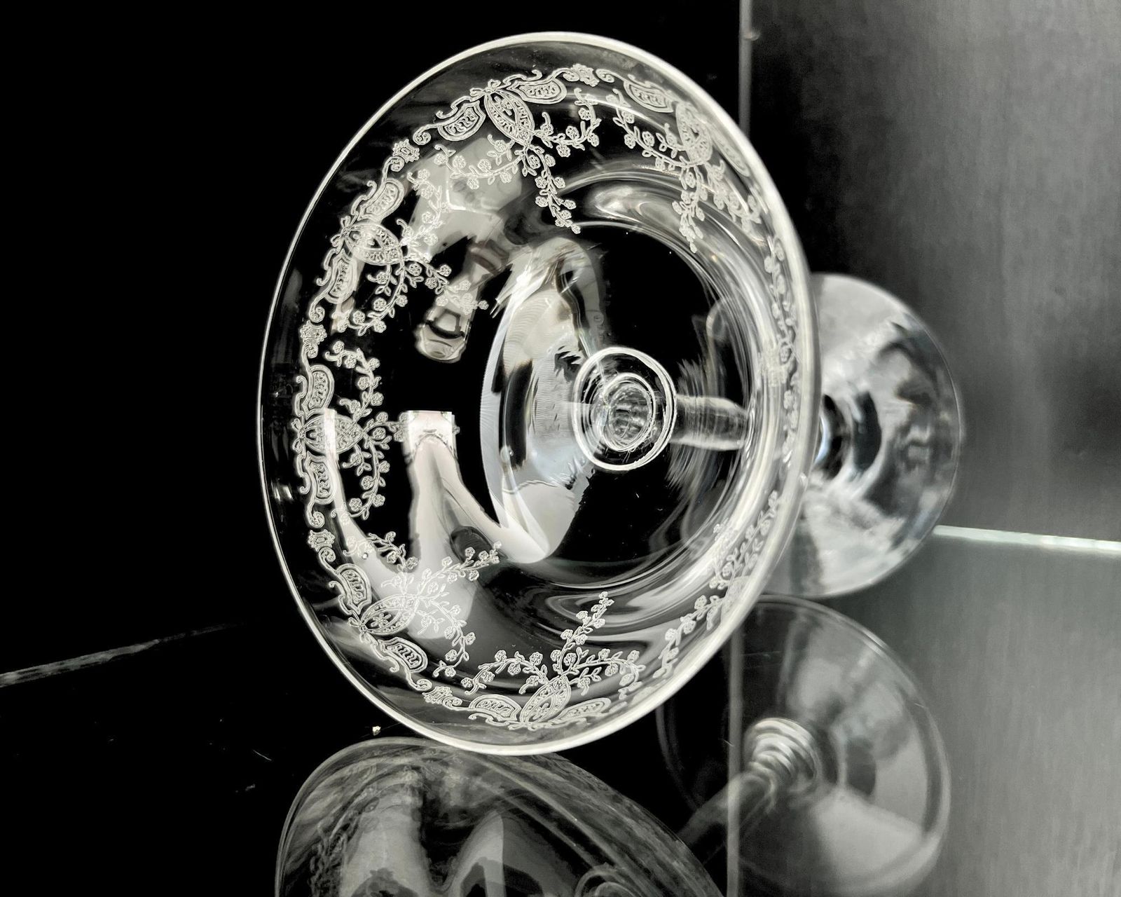 Val Saint Lambert Champagne Glasses | 2pcs | Edged Coupes | Art Nouveau photo furniture