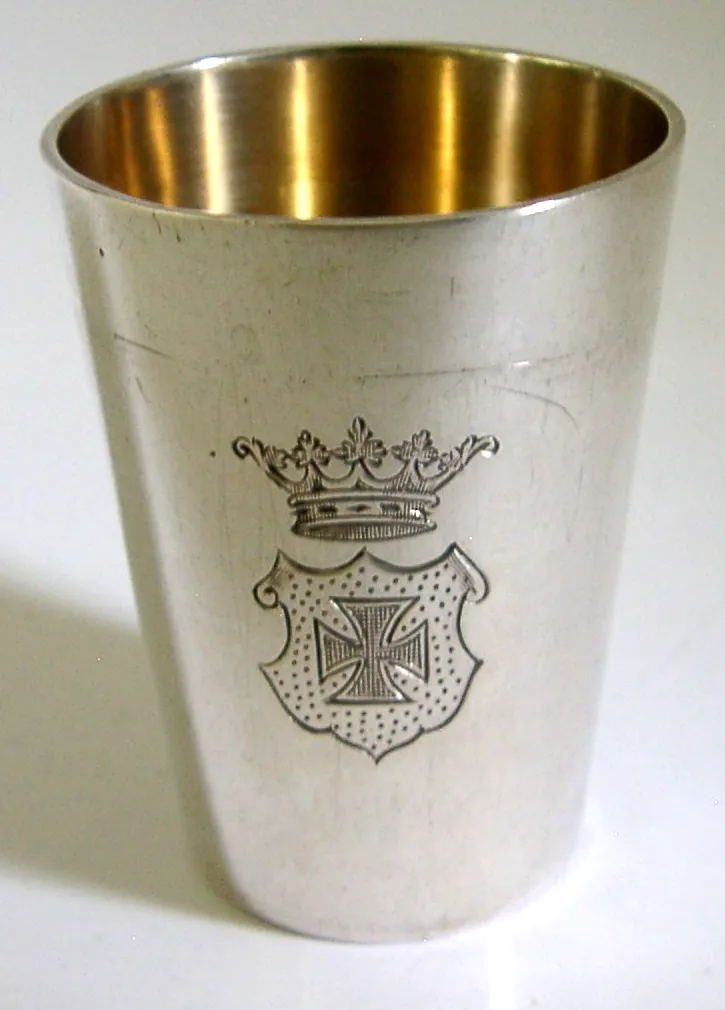 Duits 800 Massief Zilver Gegraveerd Whisky Shot Bekertje Ca. 1920 Barware photo for sale