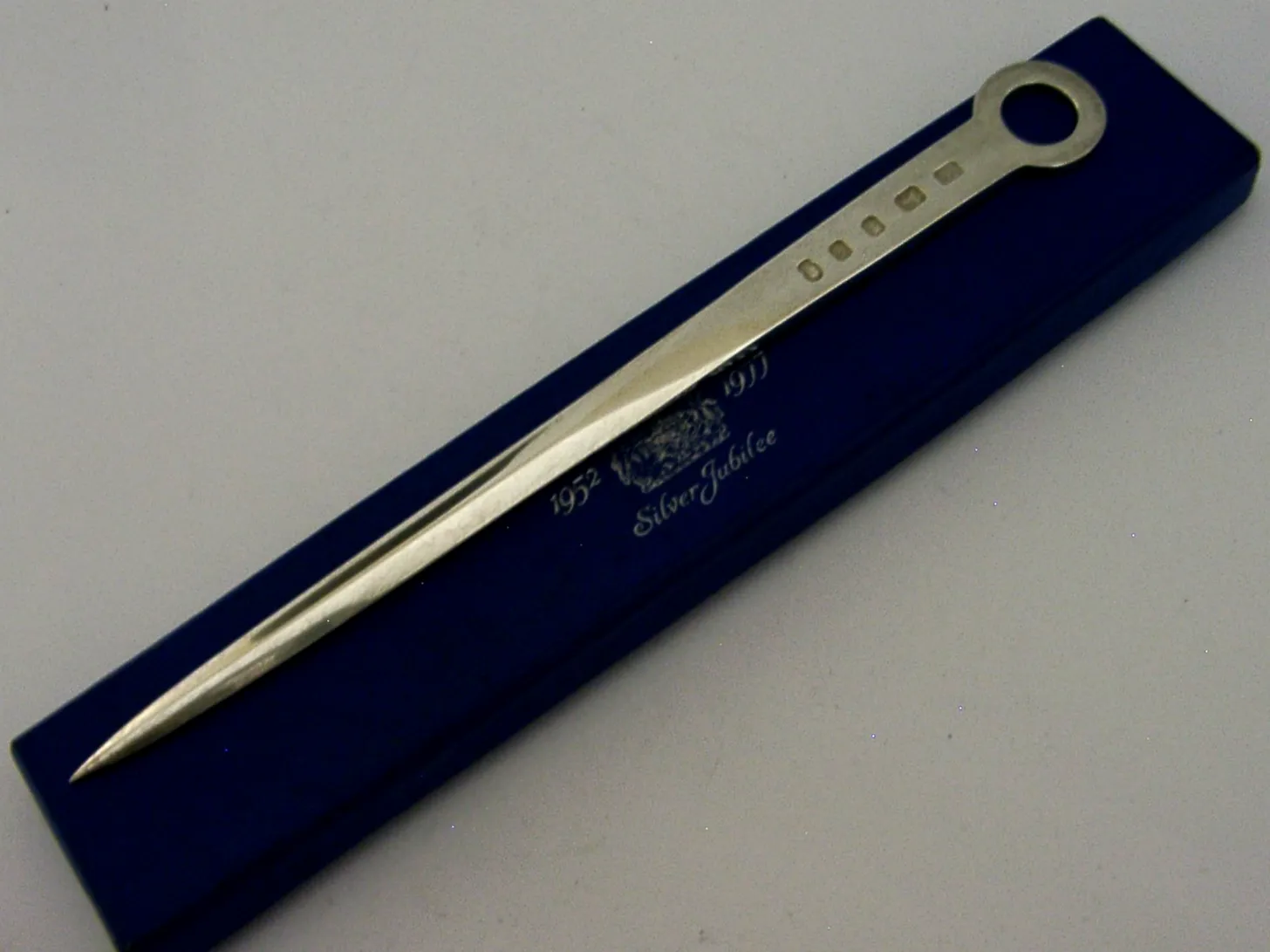 Sterling Silver Desk Letter Envelope Opener 1977 Boxed Silver Jubilee 58g photo 120.0