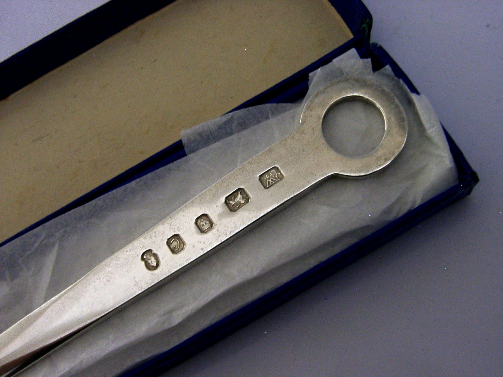 Sterling Silver Desk Letter Envelope Opener 1977 Boxed Silver Jubilee 58g photo vintage