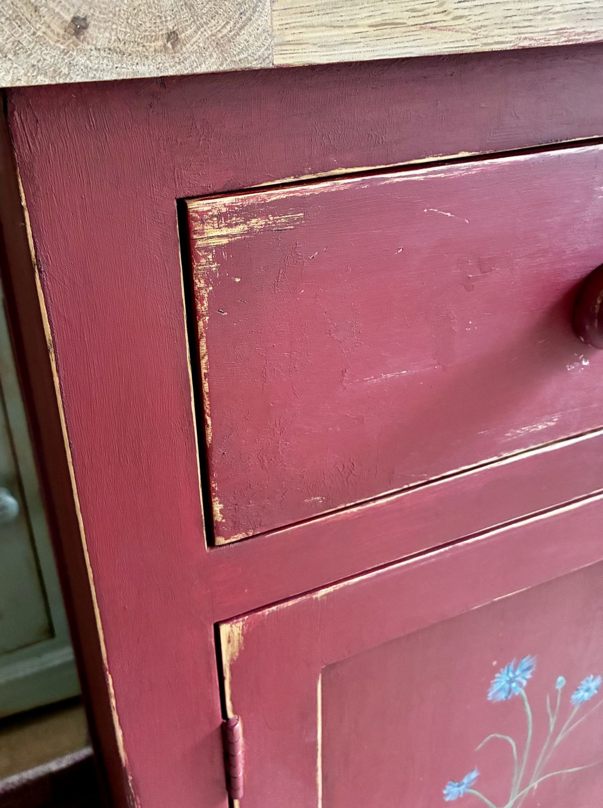Red Painted Oak Cupboard, 2010s photo 450.0