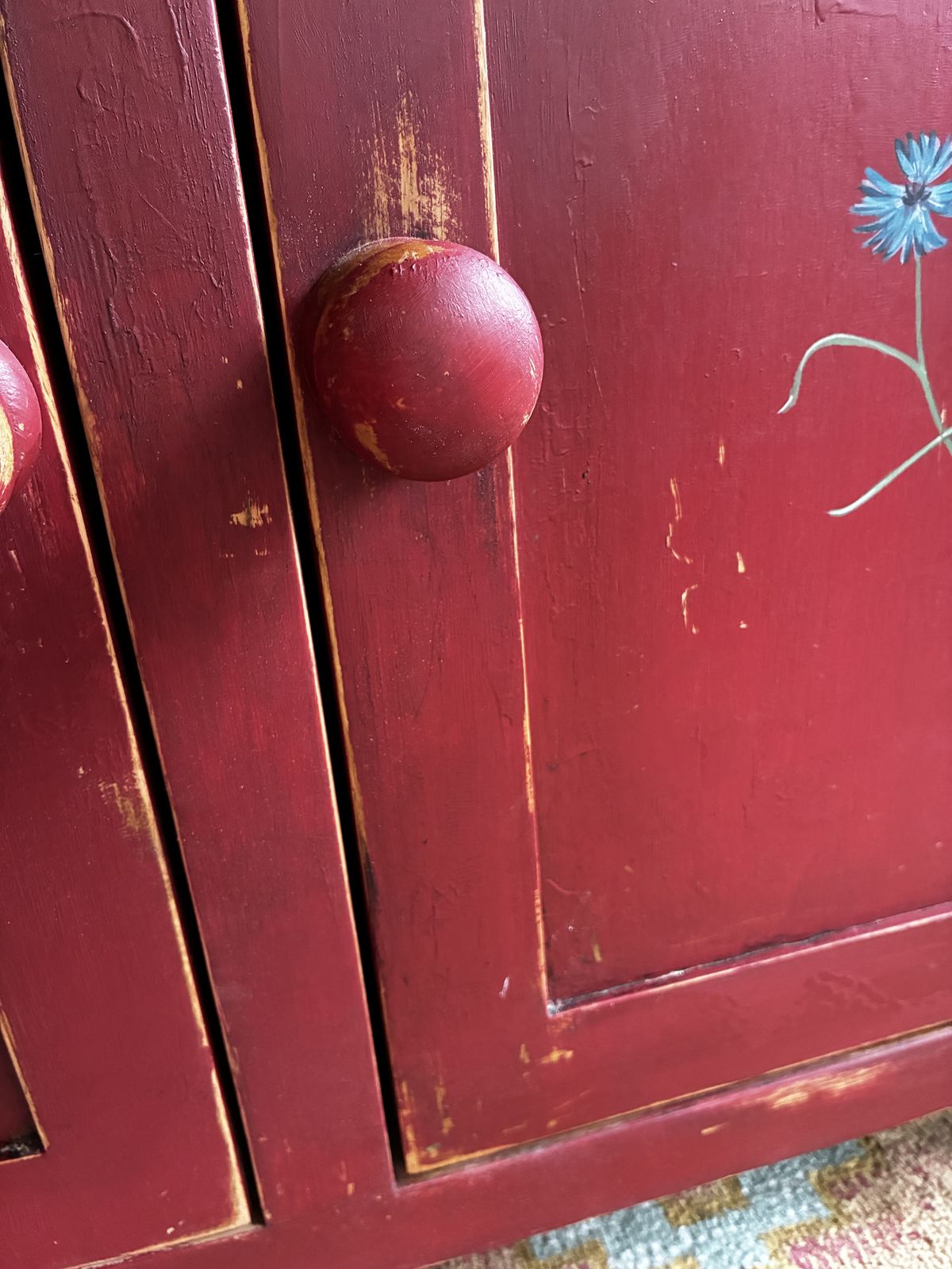 Red Painted Oak Cupboard, 2010s photo buy