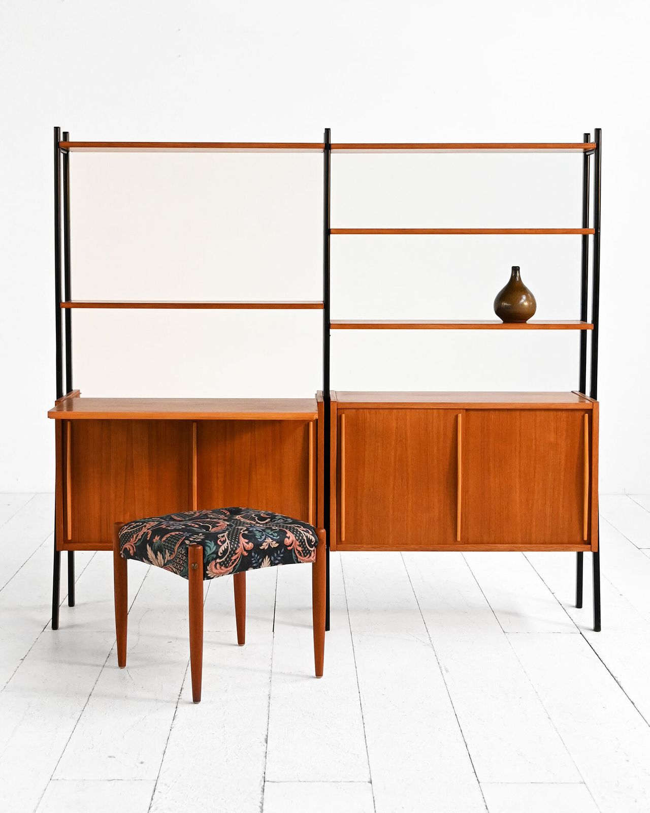 Scandinavian Modular Teak And Lacquered Wood Shelving Unit, 1960s photo furniture