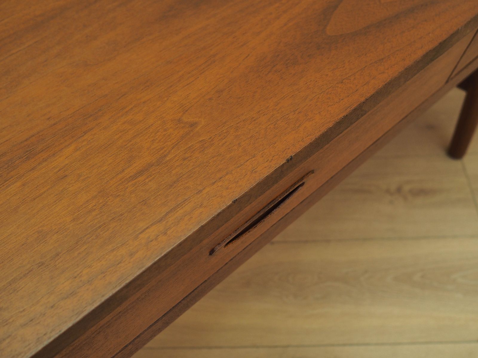 Danish Teak Sideboard From The 1970s – Low Profile Design With Three Drawers, Scandinavian Modern photo vintage