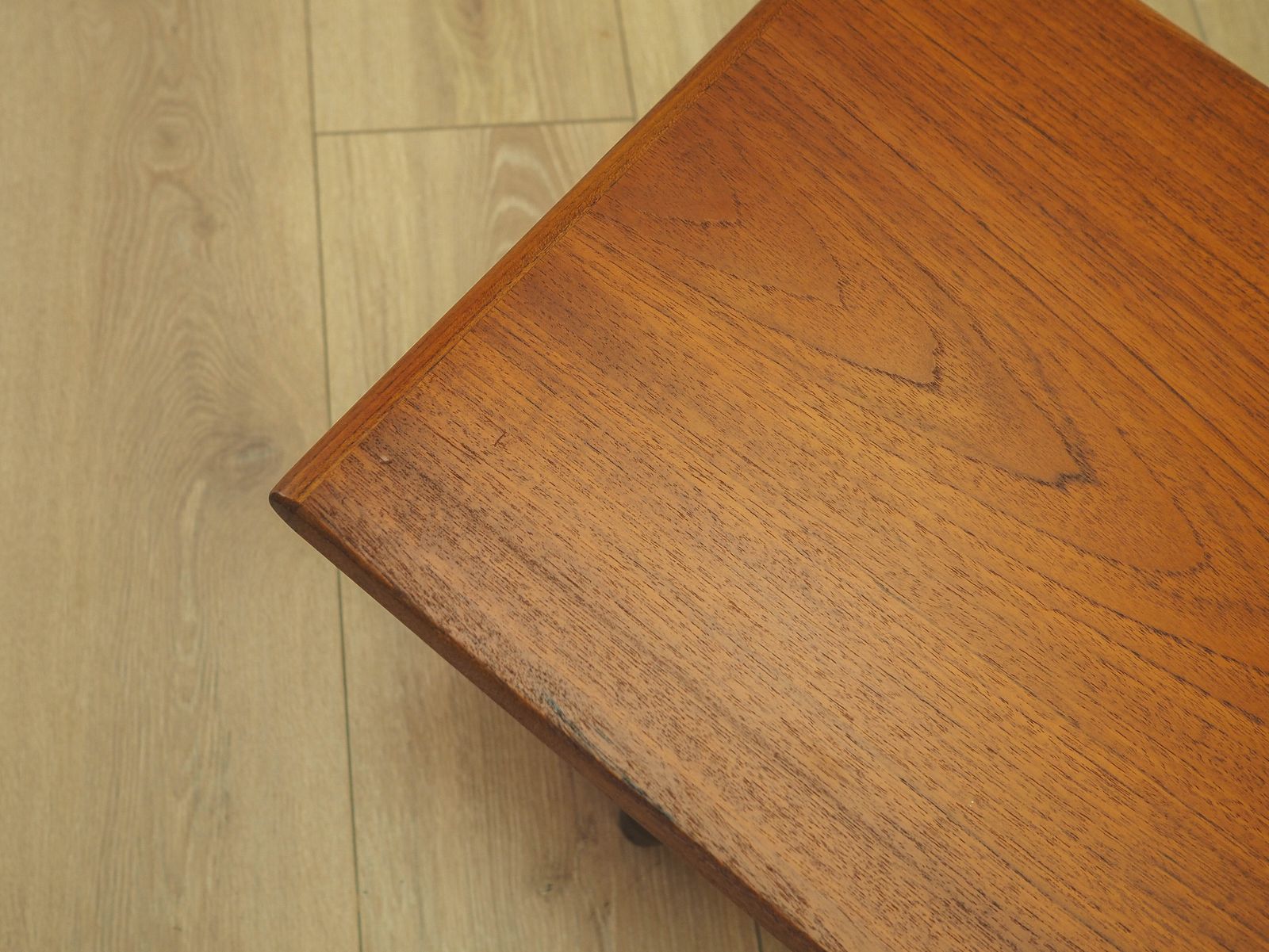 Teak Sideboard On Dark Tapered Legs, Low Danish Console Table, 1970s photo vintage