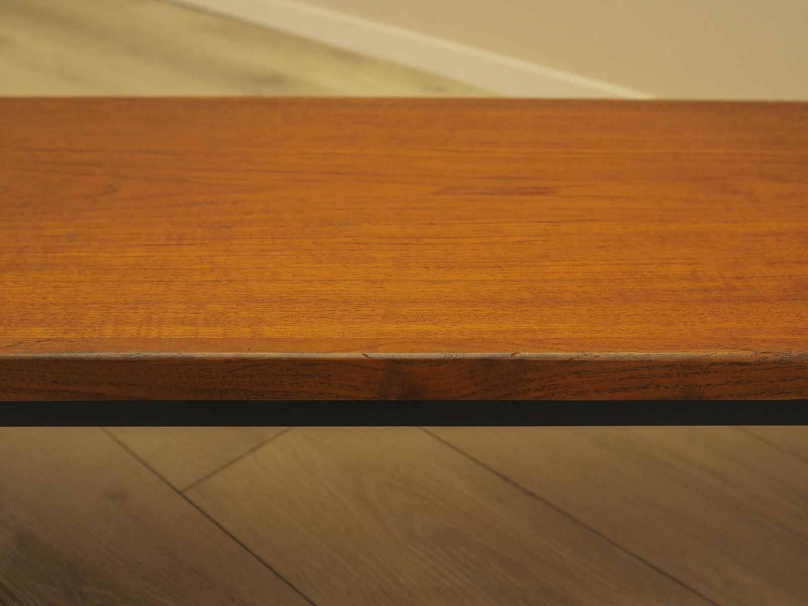 Furniture Teak Sideboard On Dark Tapered Legs, Low Danish Console Table, 1970s photo