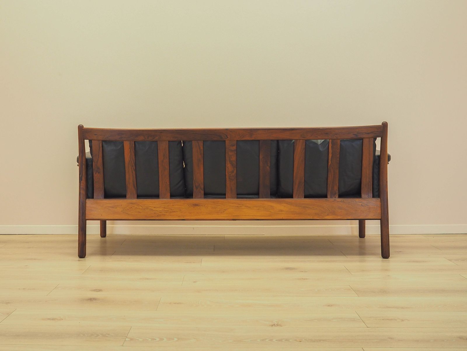 Three Seater Sofa By Gunnar Myrstrand For Källemo, Wood And Leather, 1960s photo vinterior