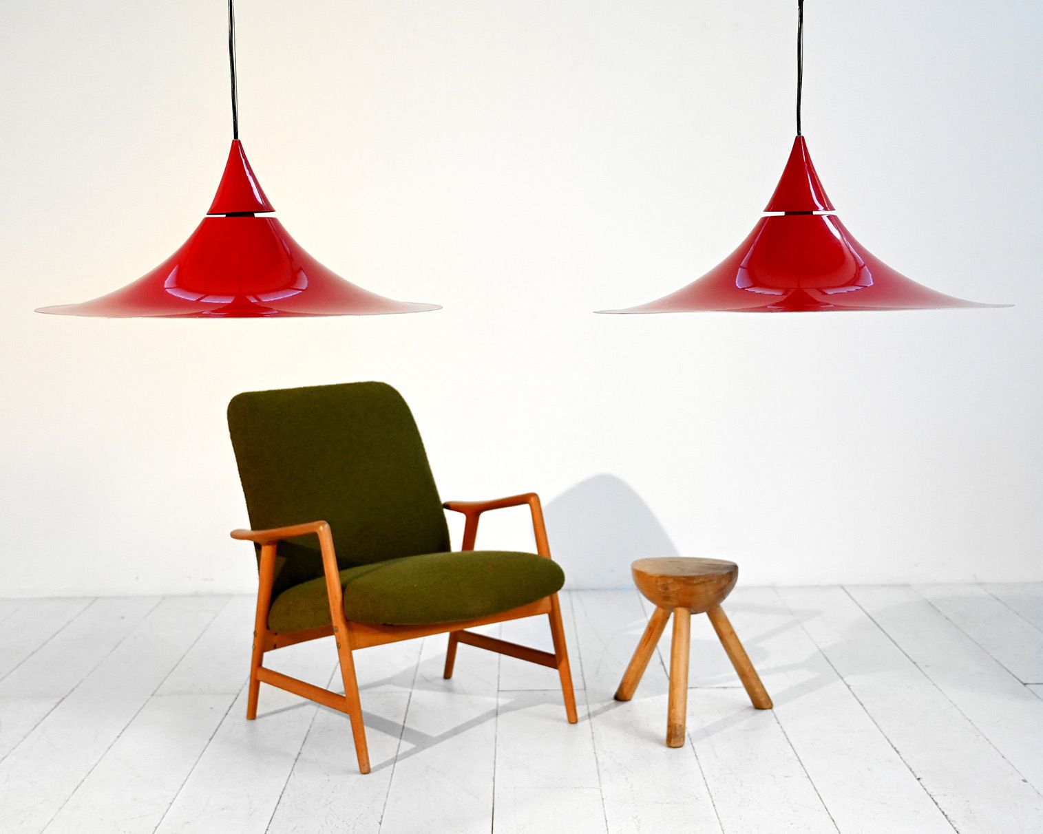 Pair Of Pendant Lamps Attributable To The “Semi” Model By Claus Bonderup And Torsten Thorup For Fog & Mørup, 1960s