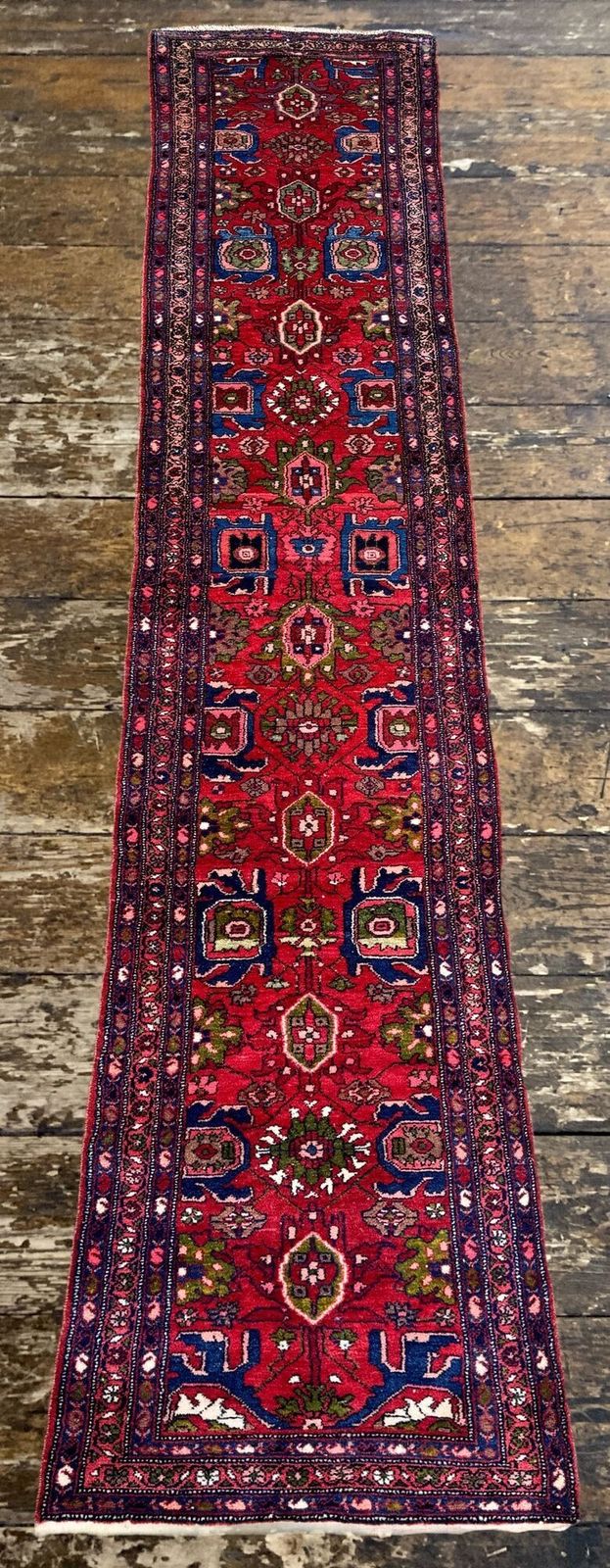 Antiek Hamadan loper 4,04 m x 0,84 m photo Textiel