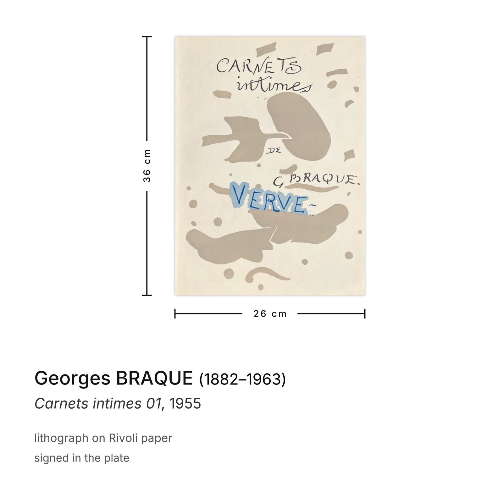 Georges Braque Lithografie Carnets Intimes 01 1955 photo furniture