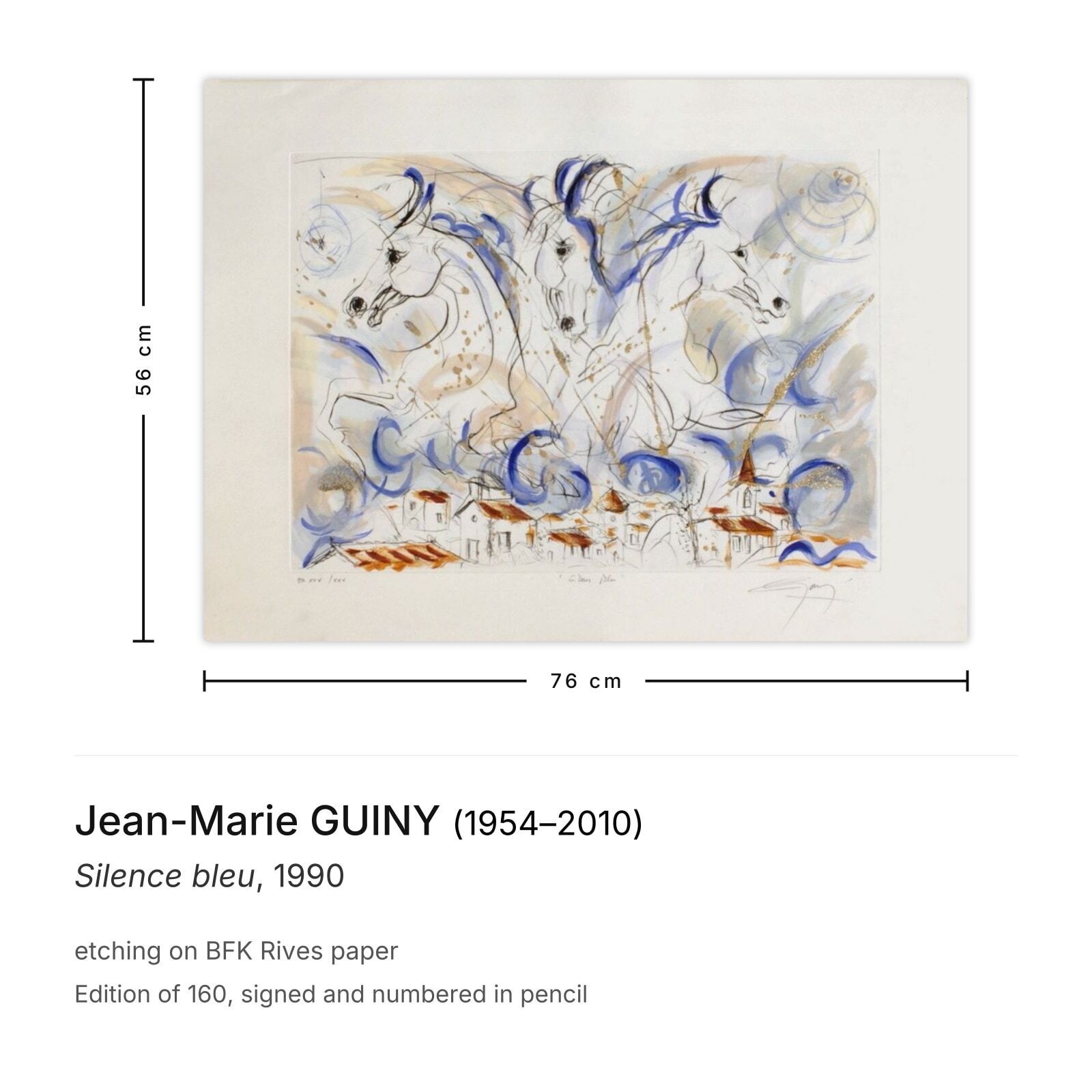 Jean Marie Guiny Gesigneerde Ets Silence Bleu 1990 photo furniture