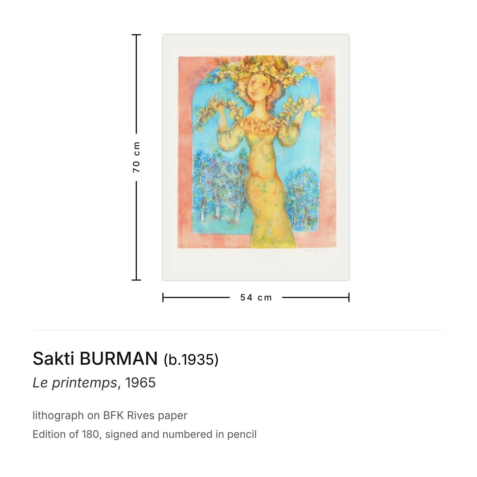 Sakti Burman Gesigneerde Lithografie Le Printemps 1965 photo furniture