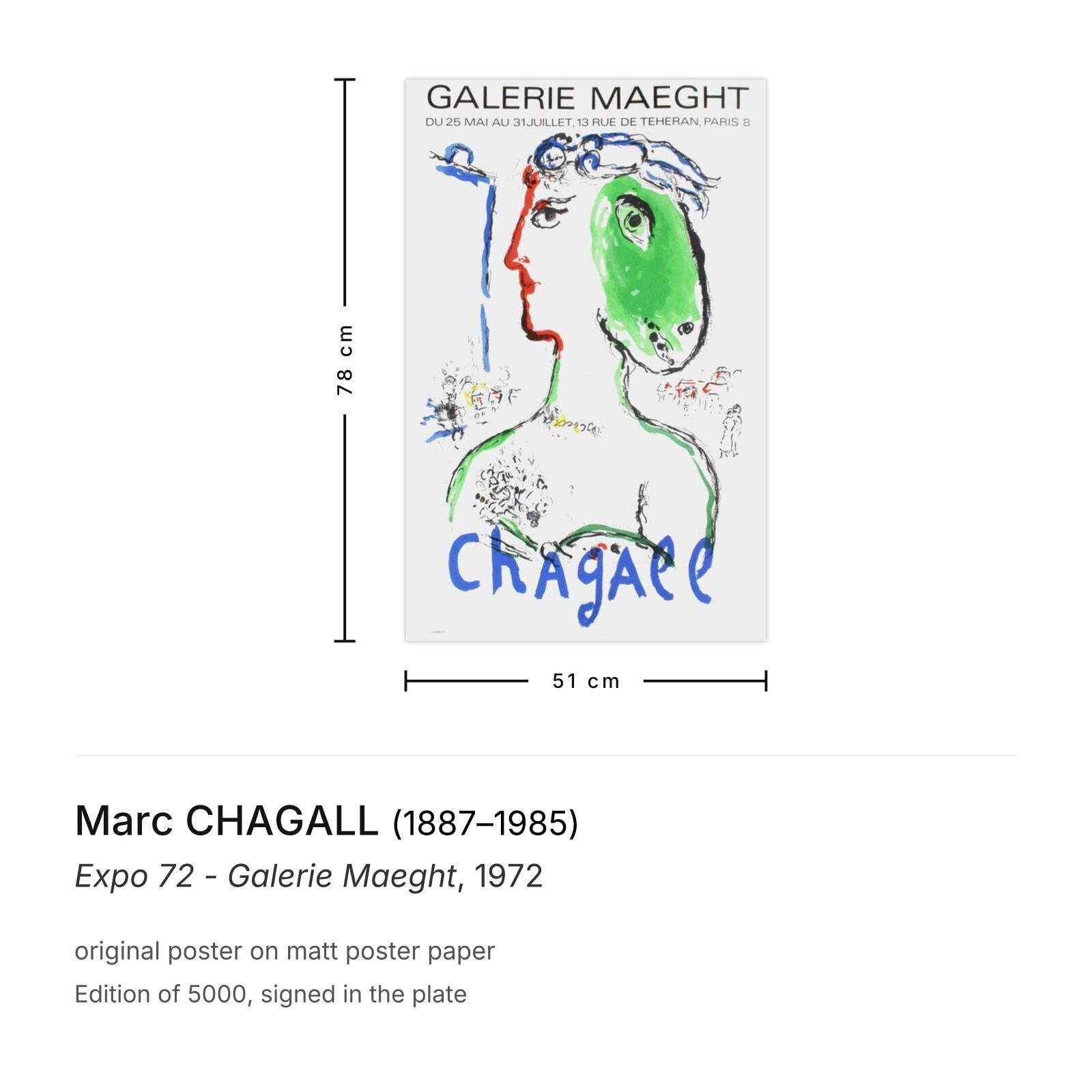Marc Chagall Poster Expo 72   Galerie Maeght photo furniture