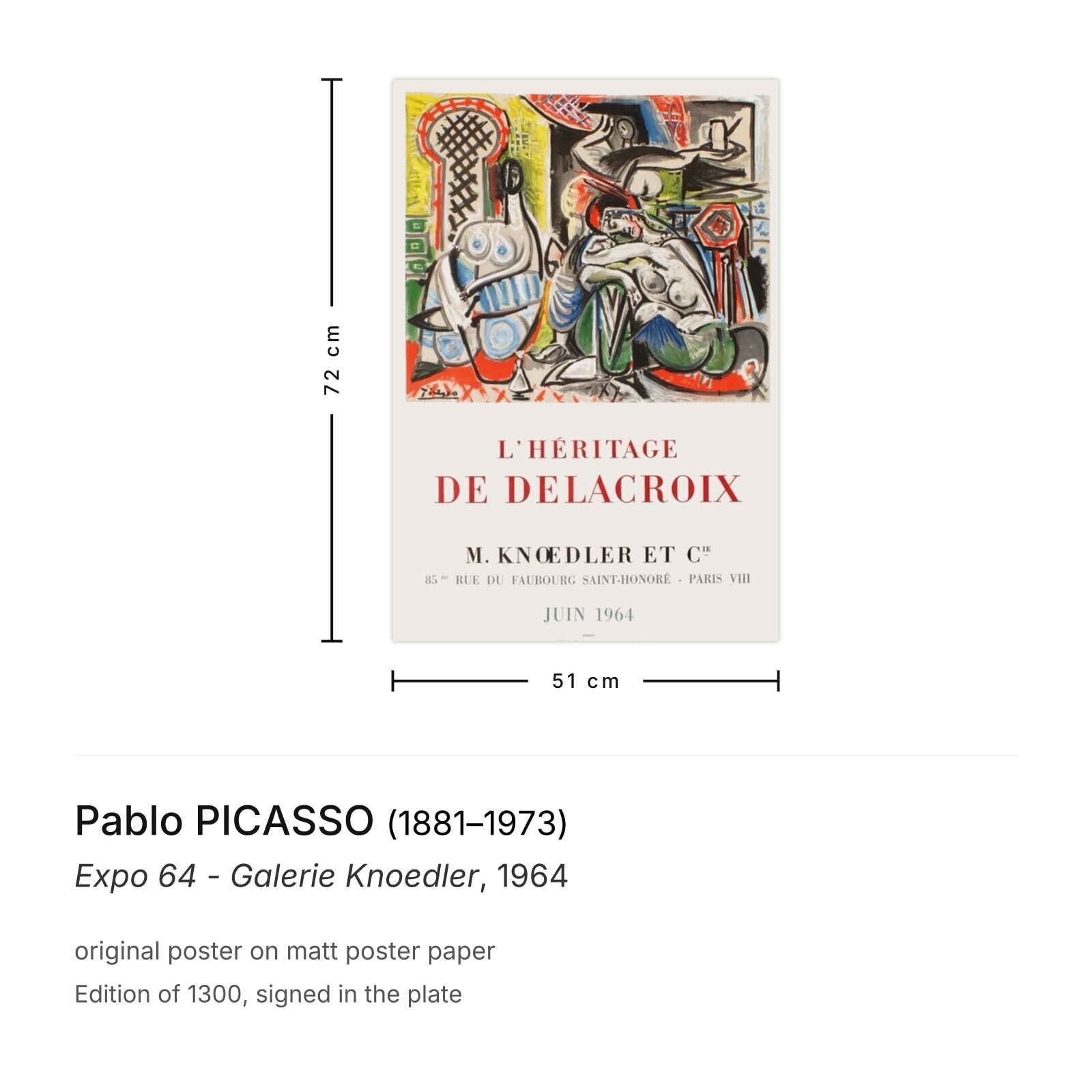 Pablo Picasso Poster Expo 64   Galerie Knoedler photo furniture