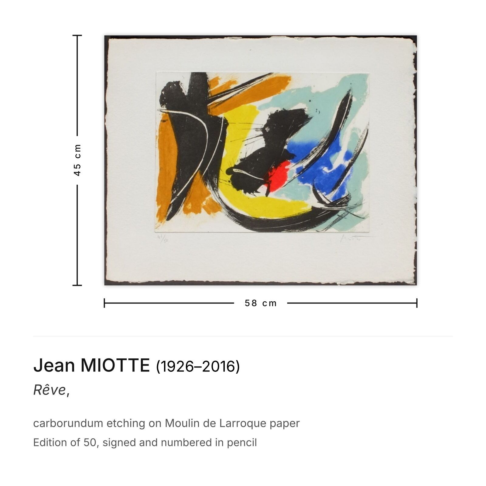 Jean Miotte Gesigneerde Carborundum Ets Rêve photo furniture