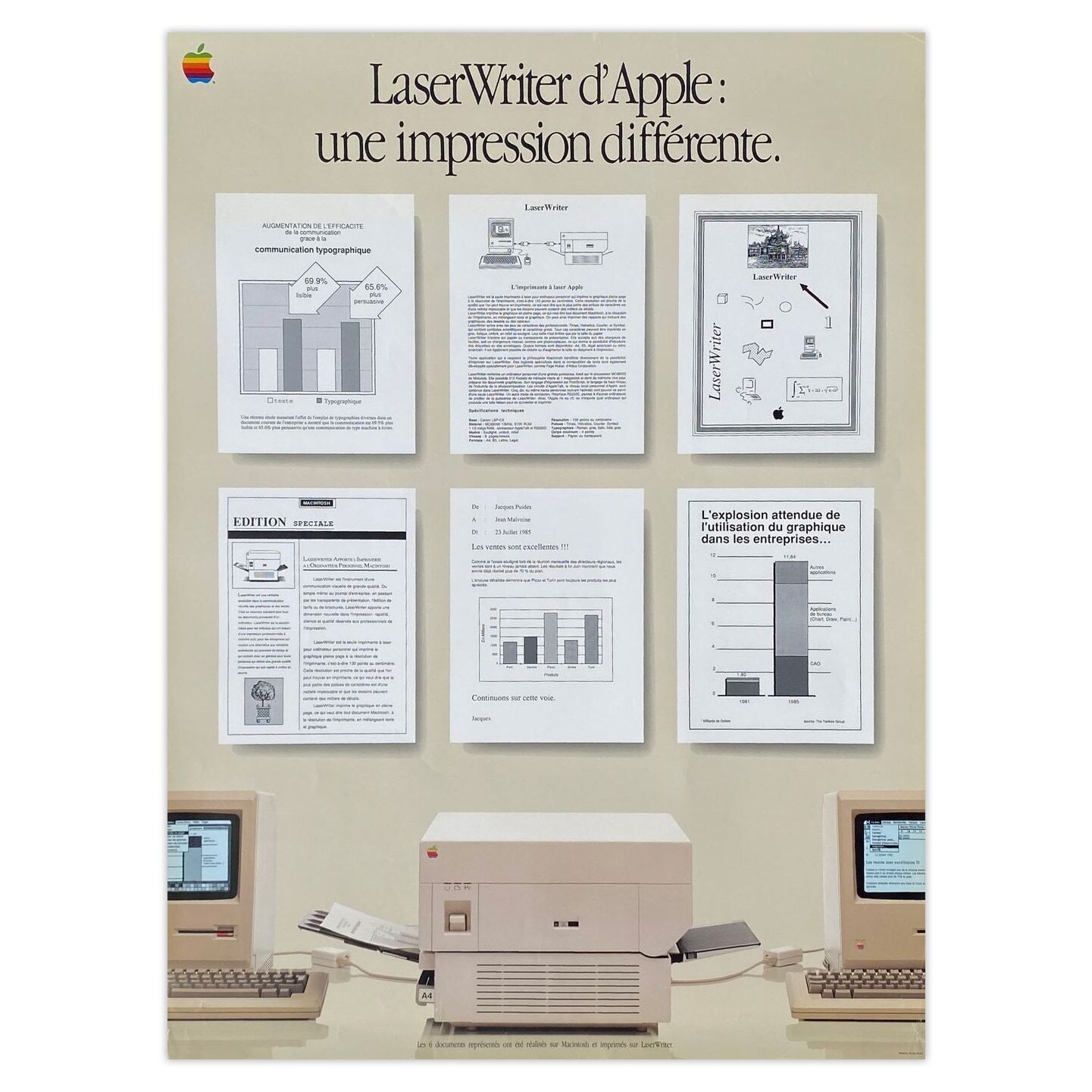 Collectif   Publicite Poster Apple   Laser Writer 1985