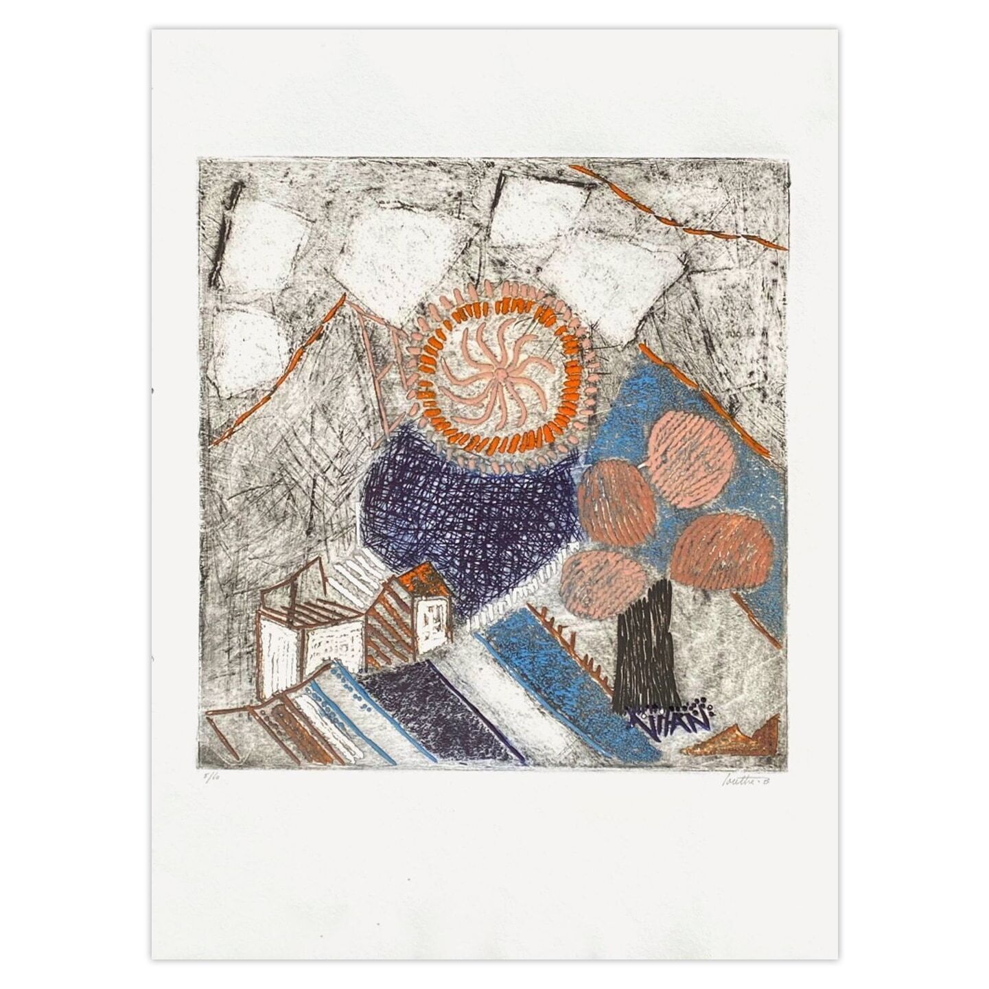 Louttre B. Signed Woodcut Porte Bonheur