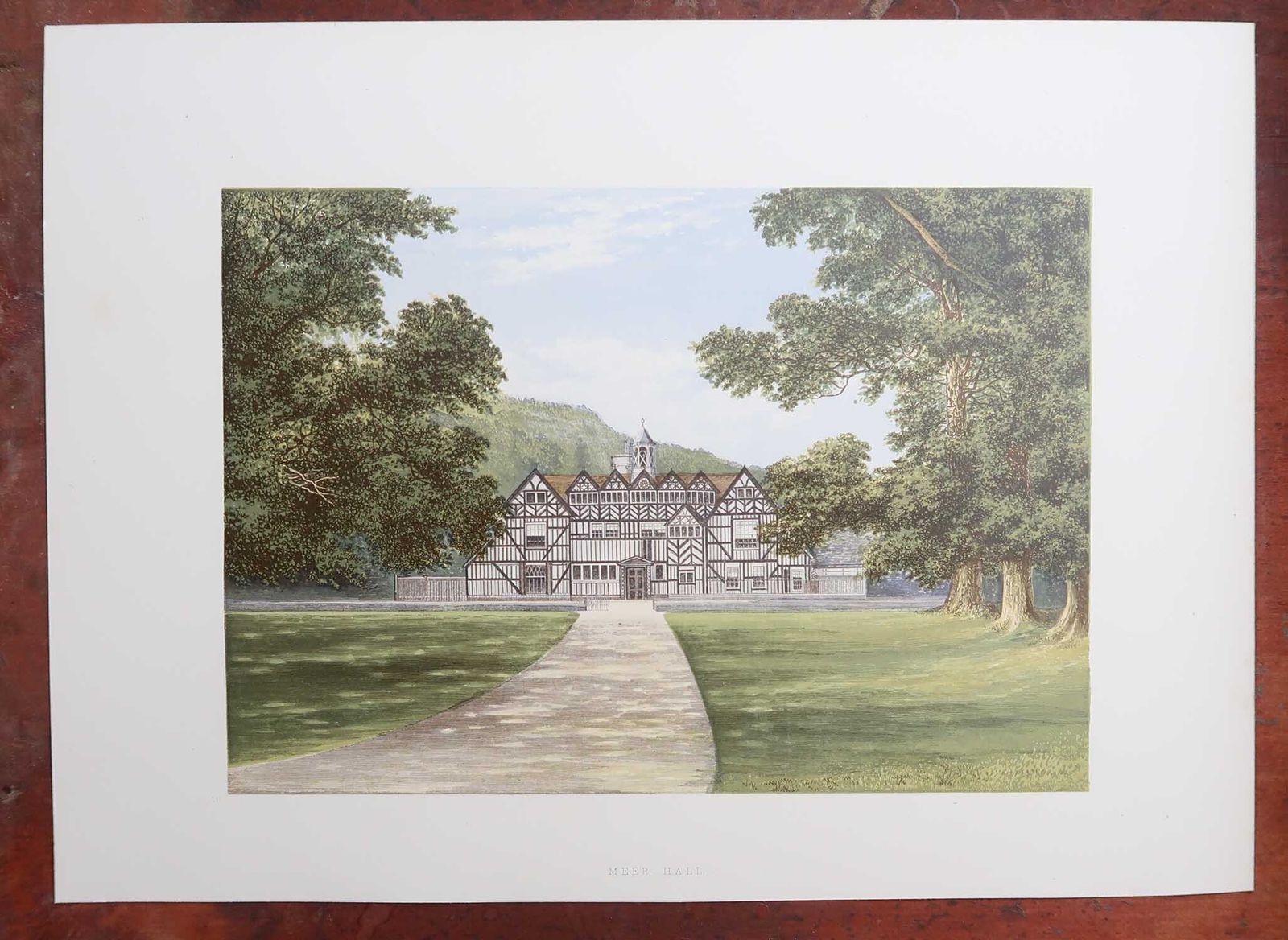 photo vinterior Set van 12 antieke prenten van Engelse landhuizen en tuinen, ca. 1880