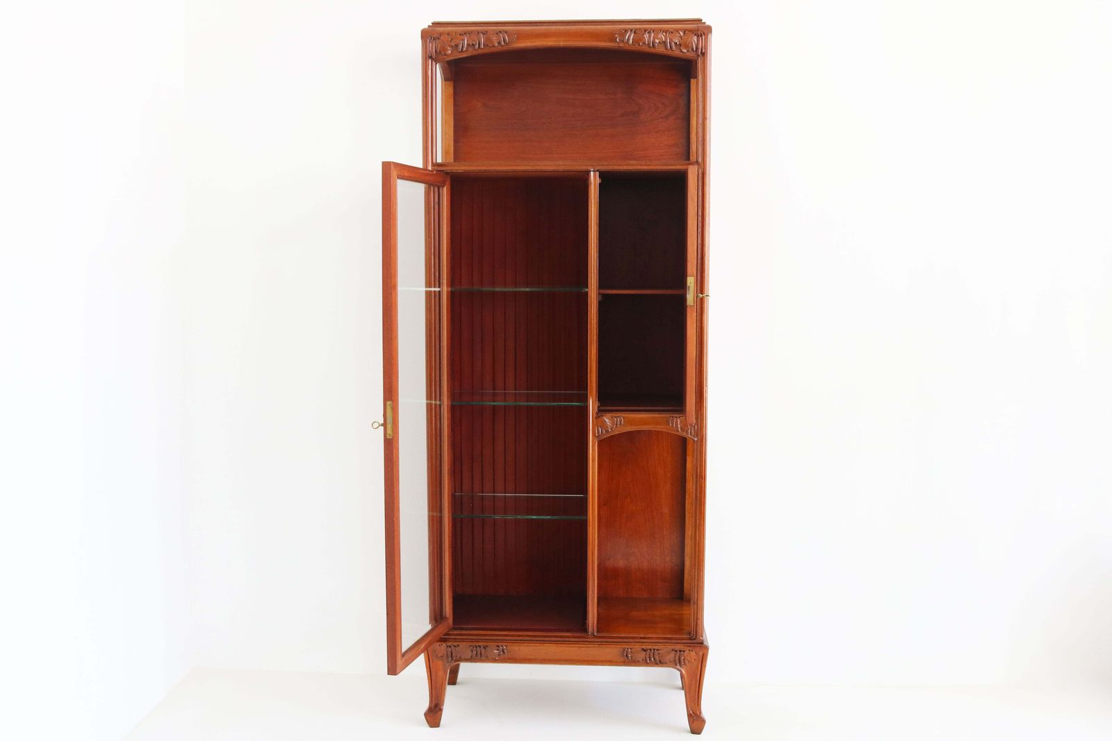 Furniture Louis Majorelle Signed Art Nouveau Marquetry Display Cabinet, France, Circa 1900 photo
