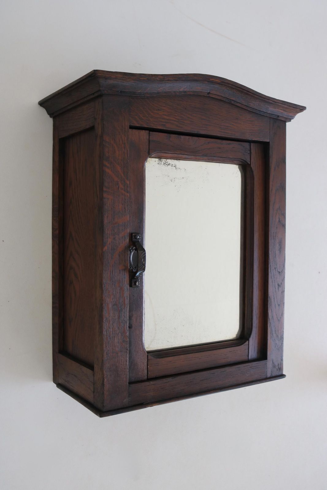 Antique Oak Mirror Wall Cabinet | Bathroom Storage | Hanging Or Freestanding photo for sale