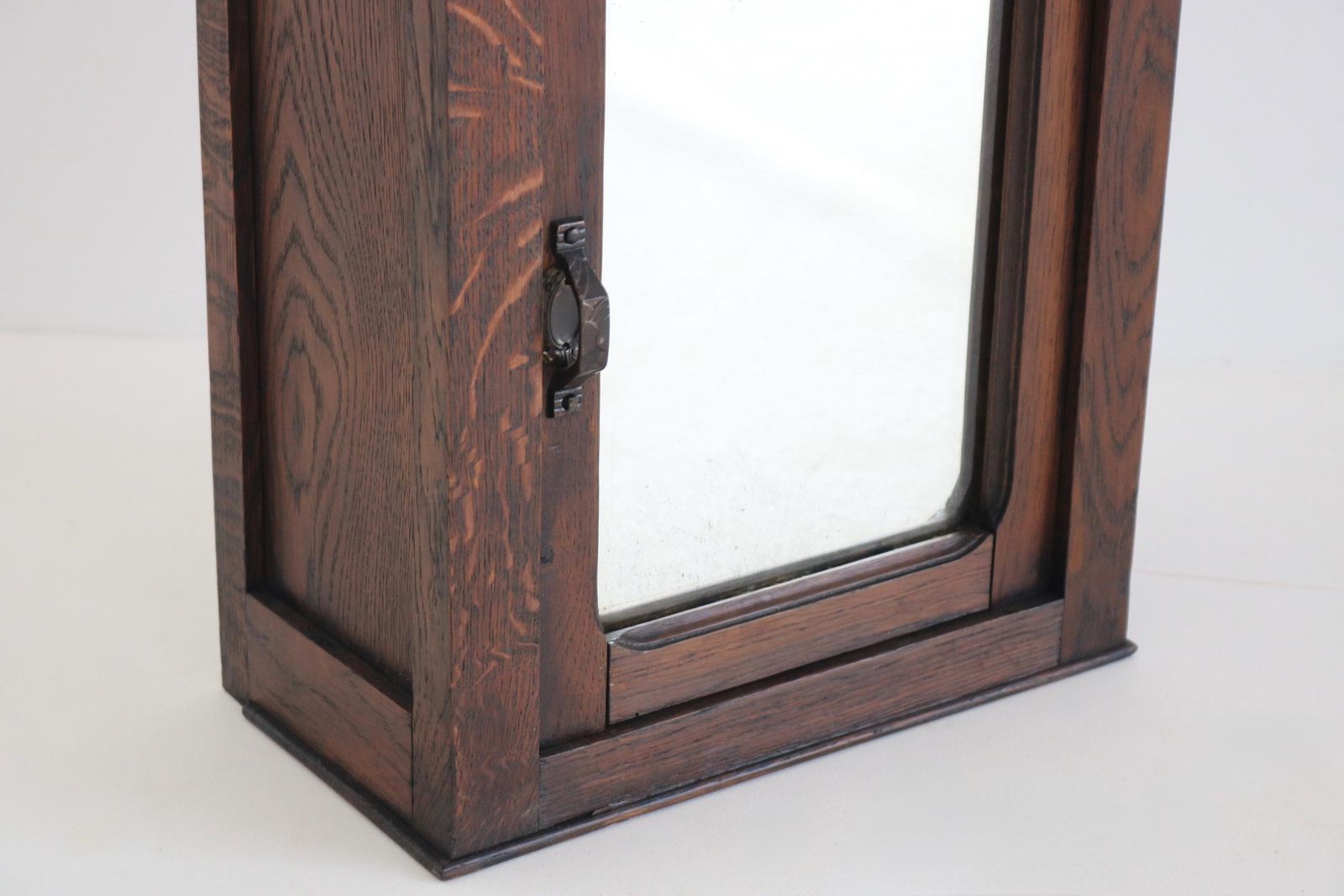 Antique Oak Mirror Wall Cabinet | Bathroom Storage | Hanging Or Freestanding photo 649.0